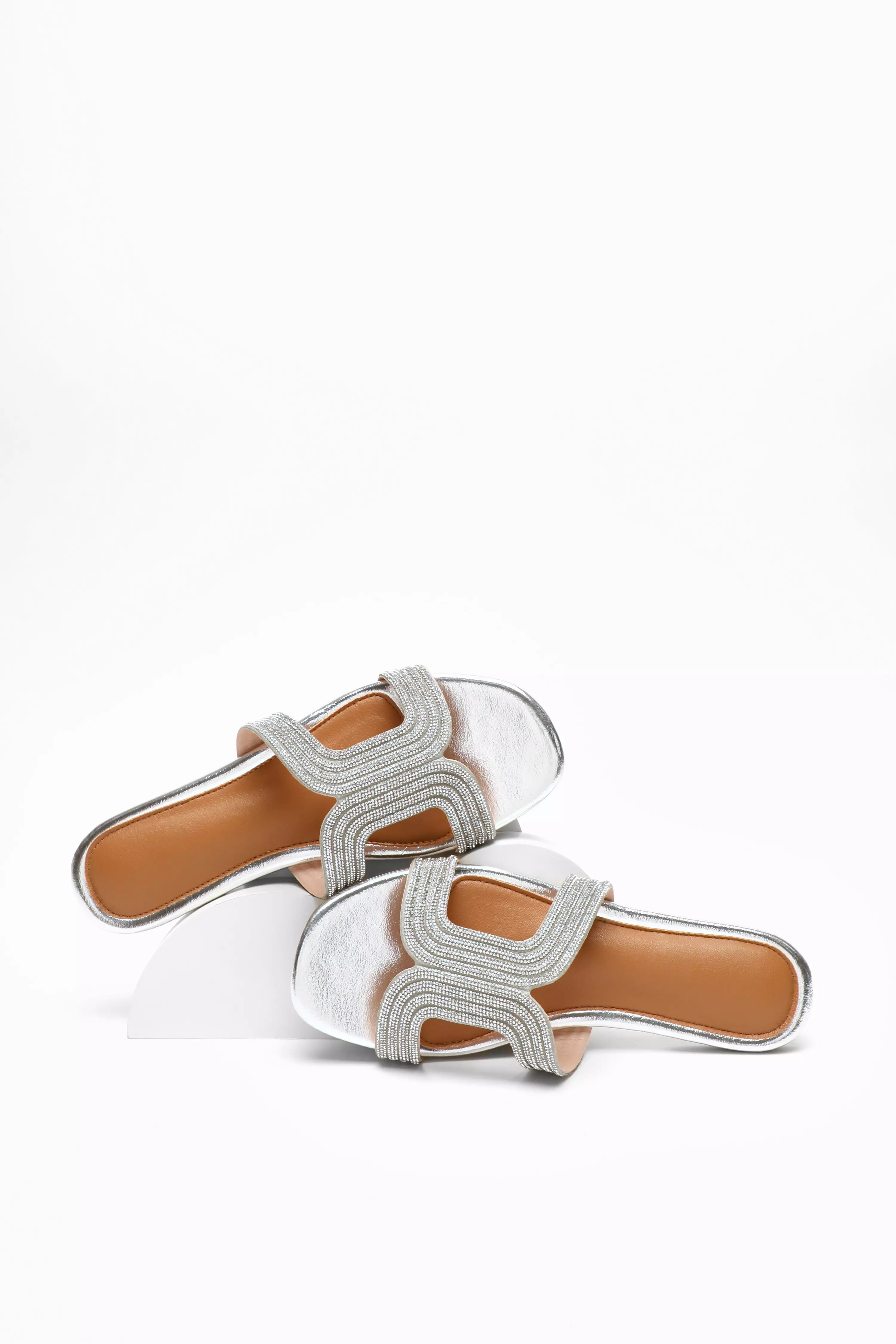 Silver Shimmer Flat Sandals