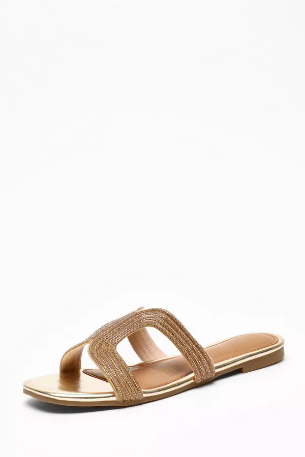 Rose Gold Shimmer Flat Sandals