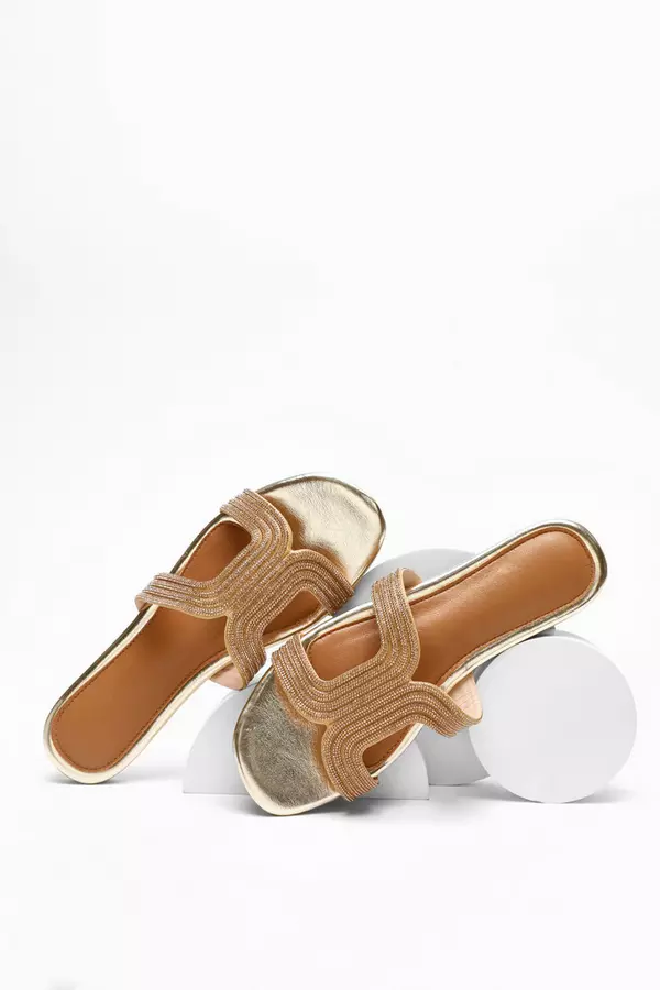 Gold Shimmer Flat Sandals