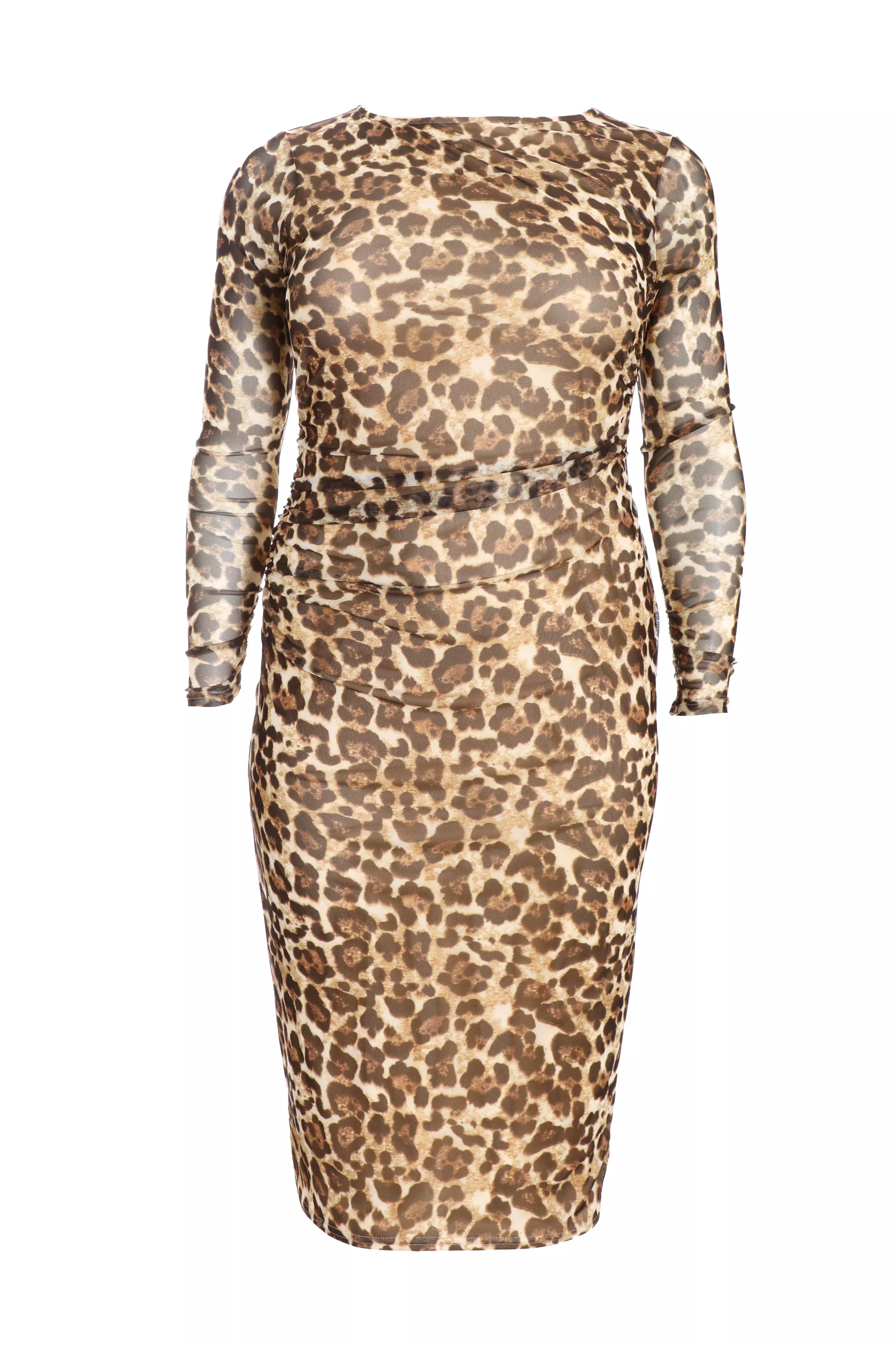 Curve Stone Leopard Print Mesh Midaxi Dress