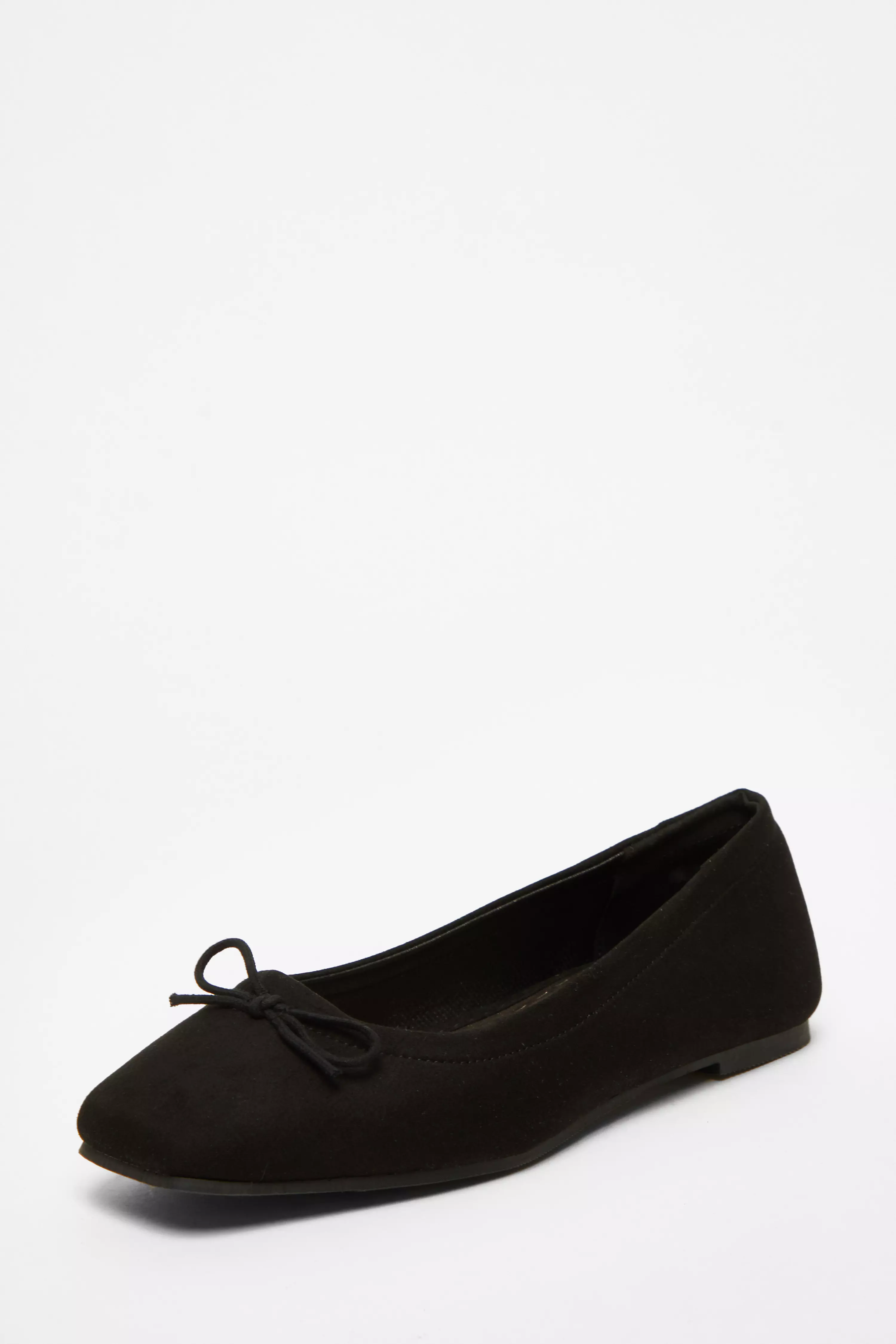 Black Square Toe Flat Pumps