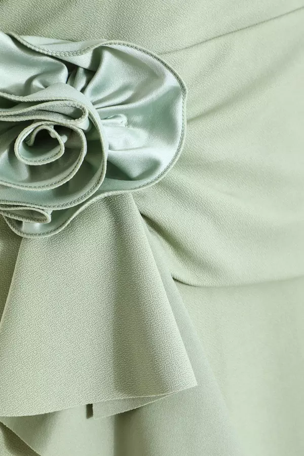Curve Sage Flower Corsage Midi Dress
