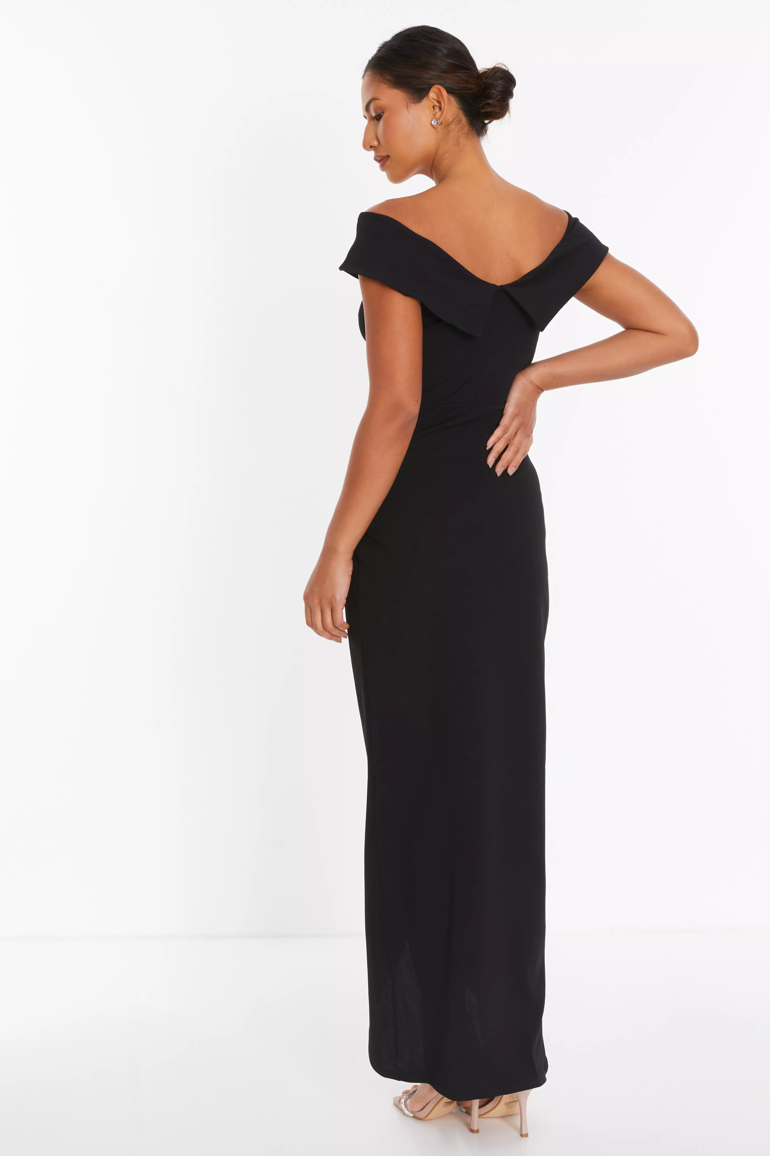 Black Bardot Wrap Maxi Dress