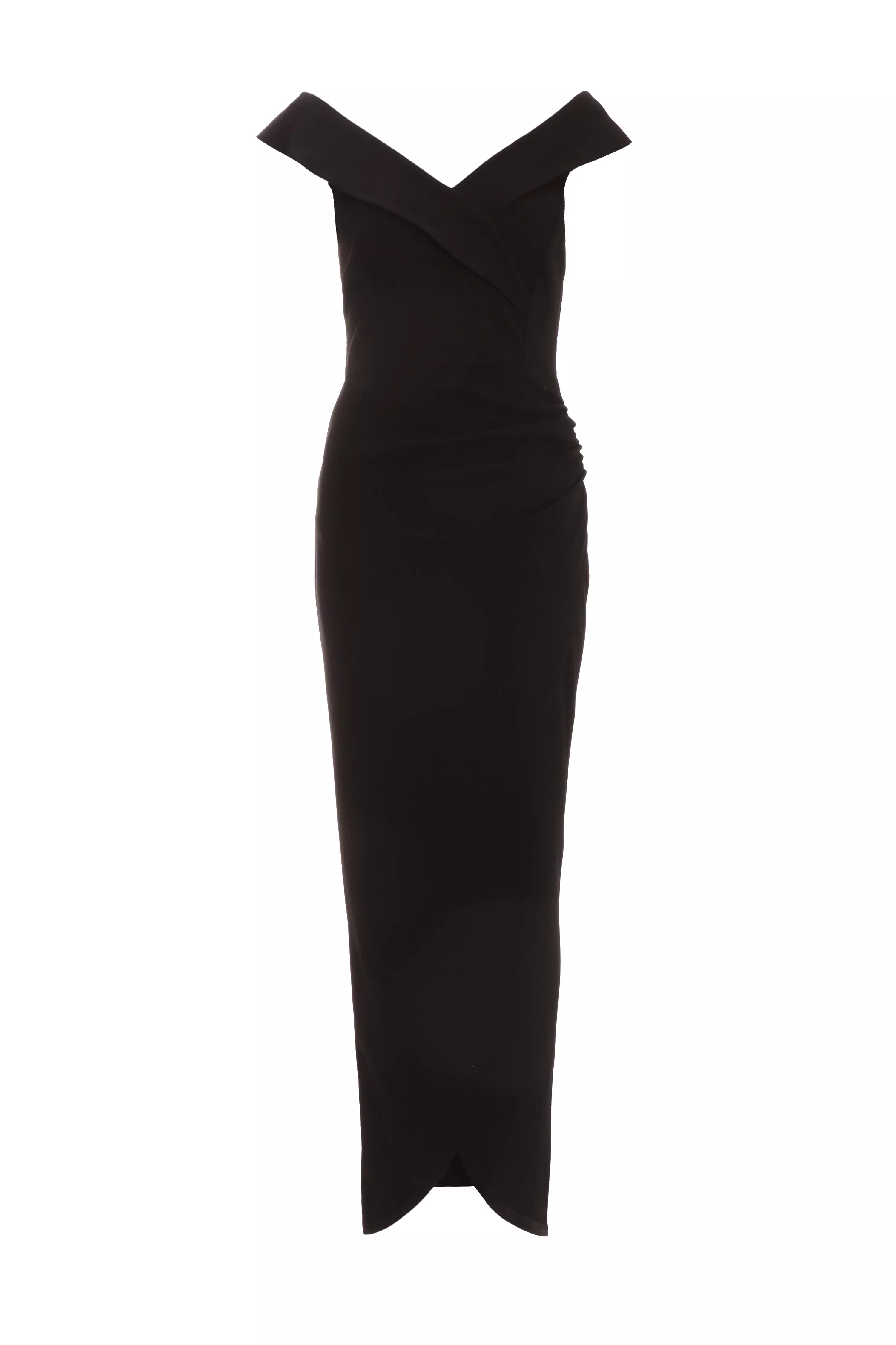 Black Bardot Wrap Maxi Dress