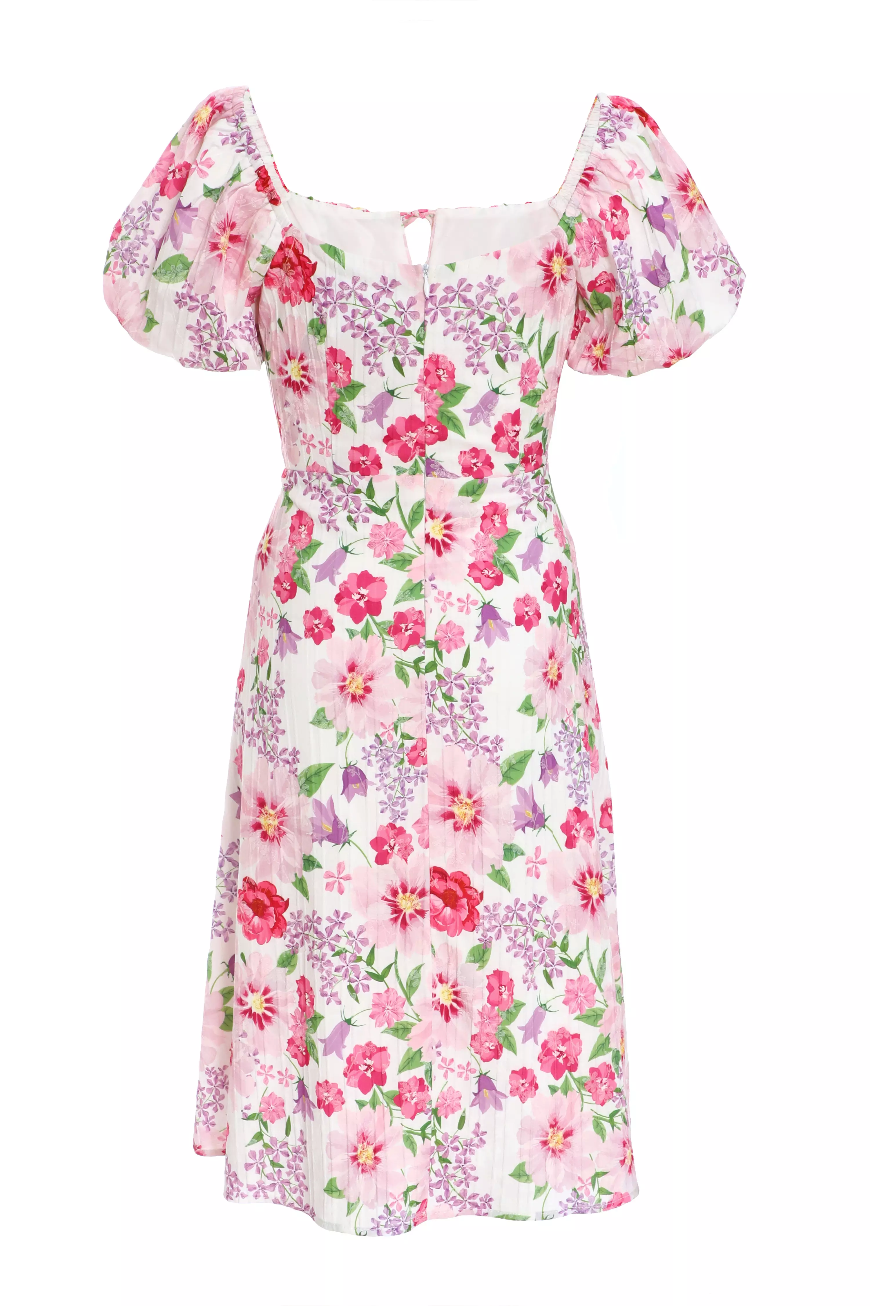 Petite Floral Puff Sleeve Mini Dress