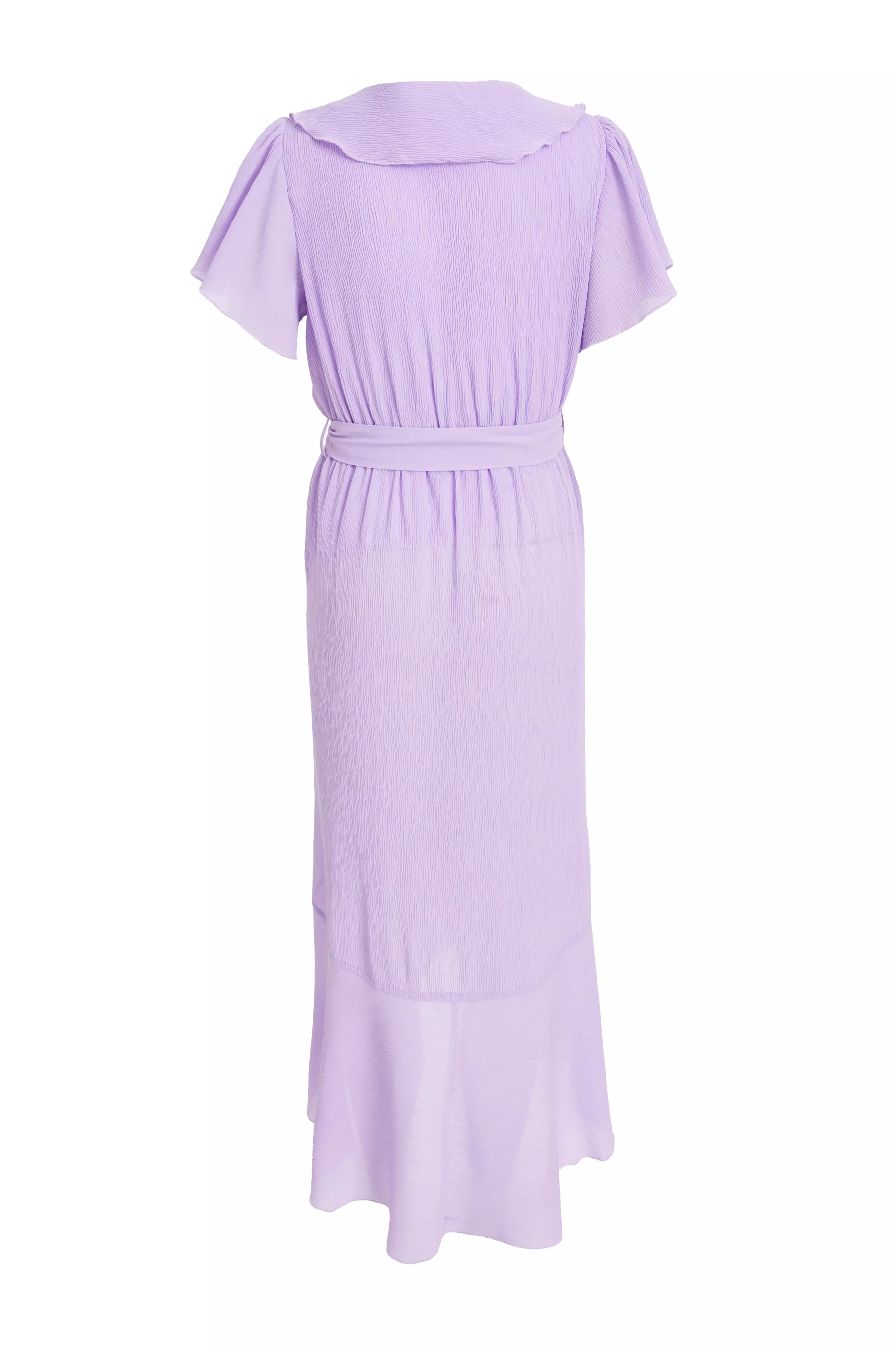 Petite Lilac Crinkle Woven Frill Midaxi Dress