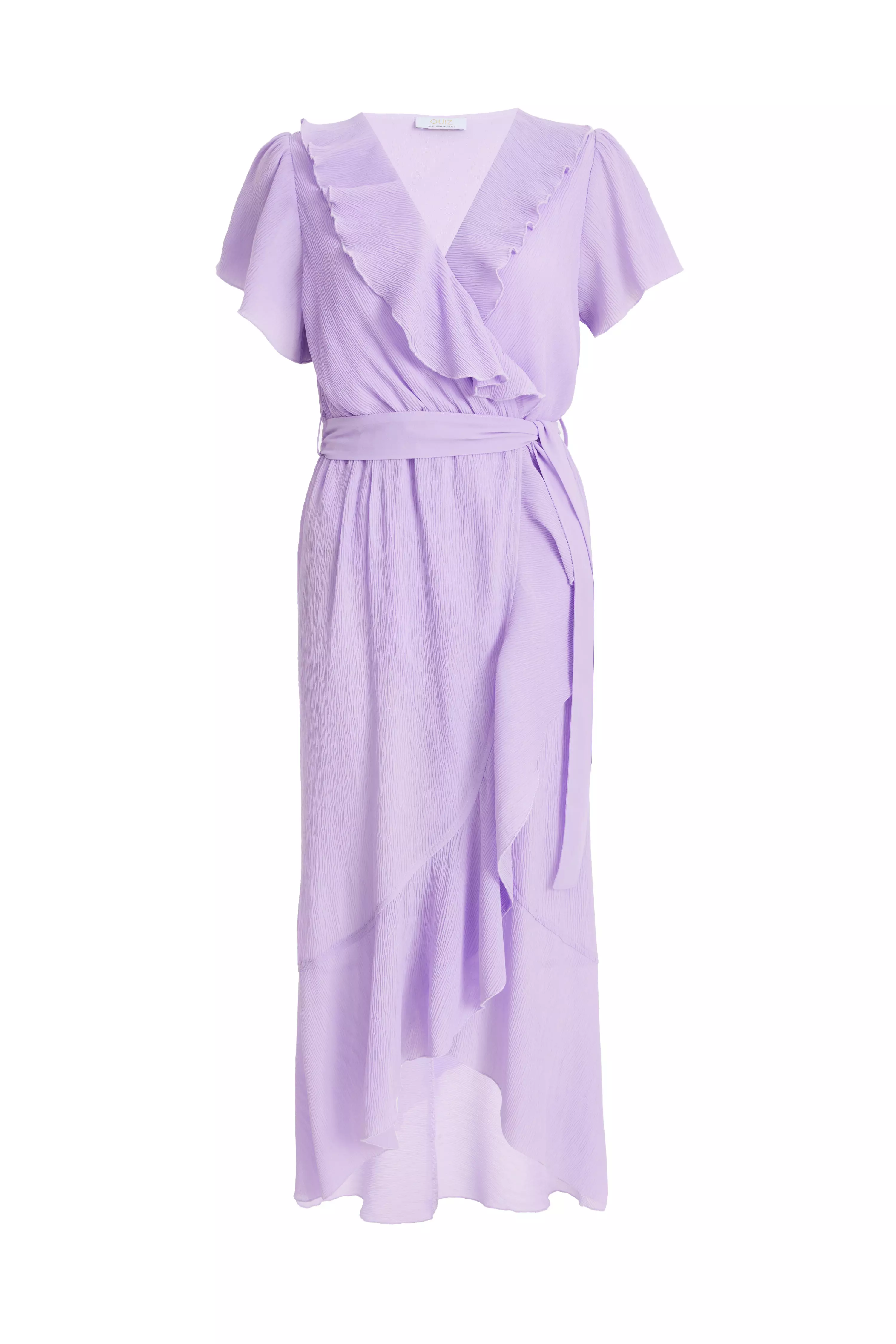 Petite Lilac Crinkle Woven Frill Midaxi Dress