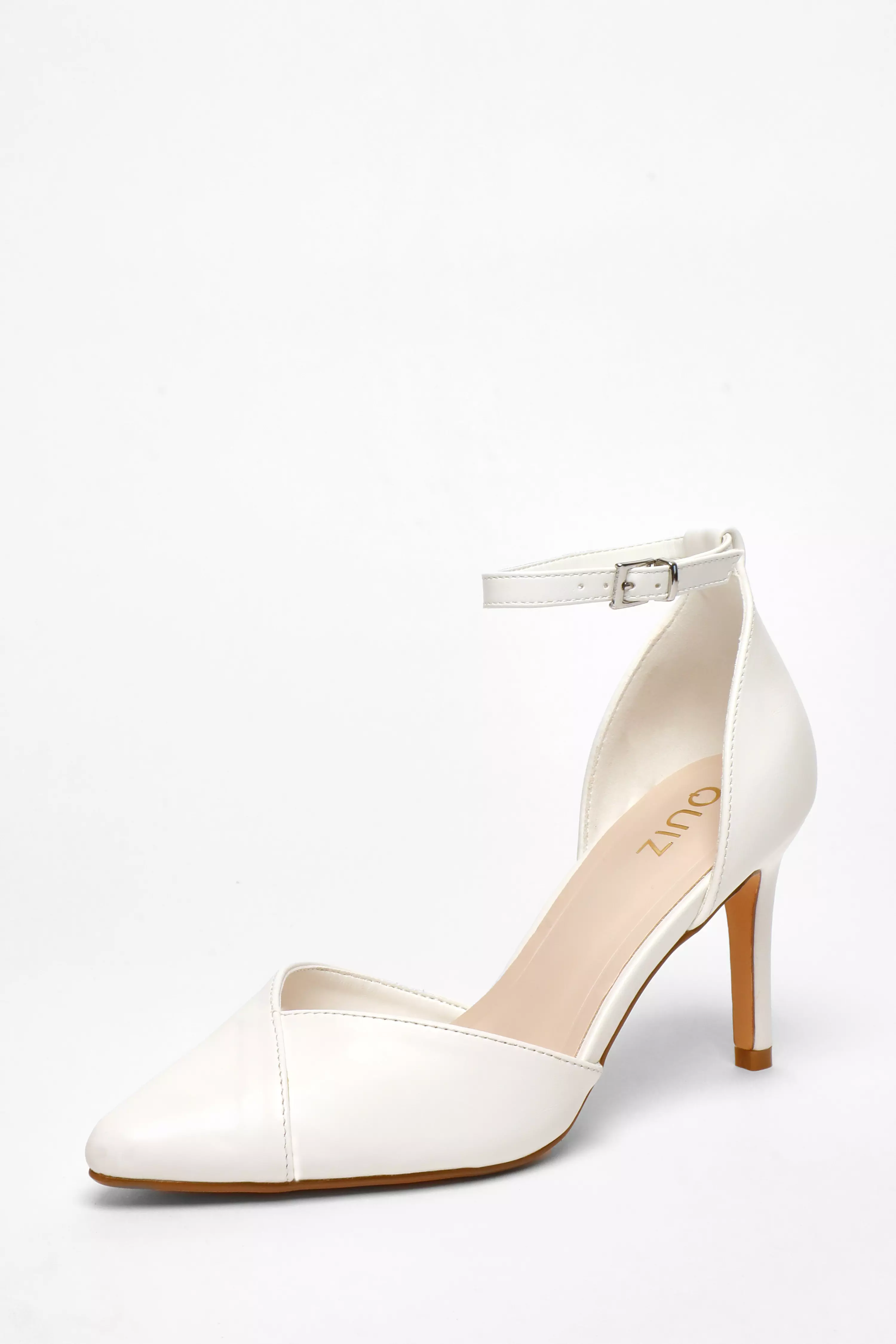 White Faux Leather Court Heels