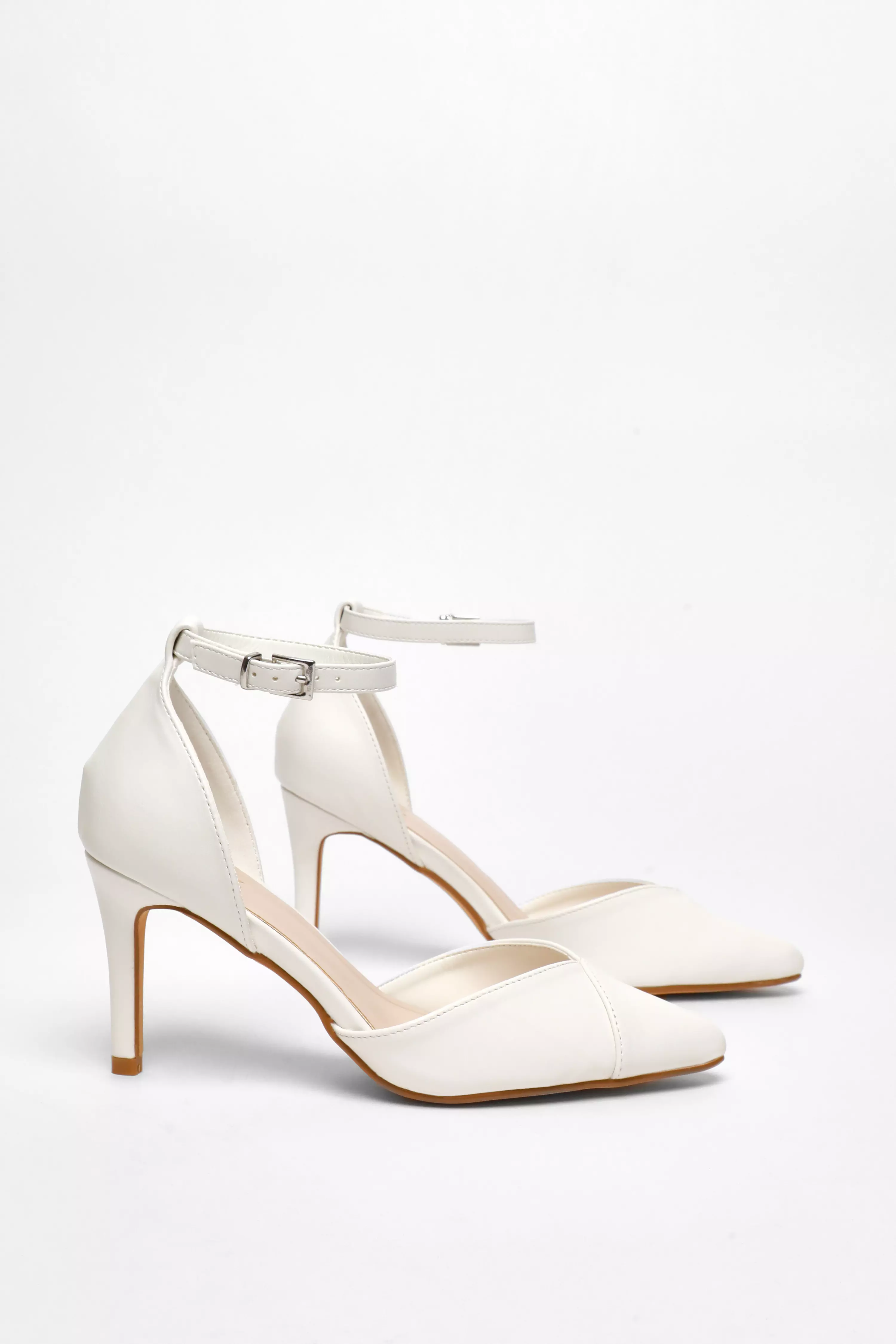 White Faux Leather Court Heels