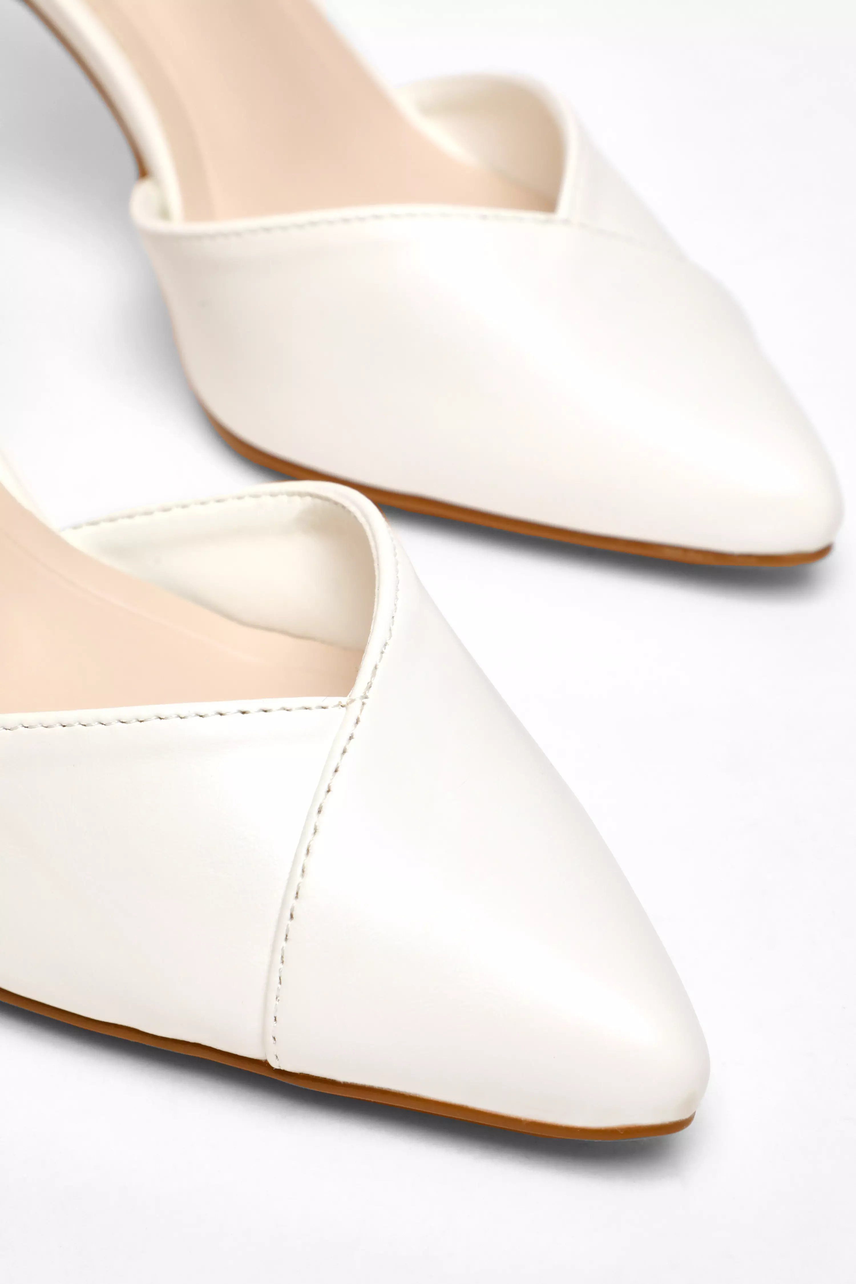 White Faux Leather Court Heels