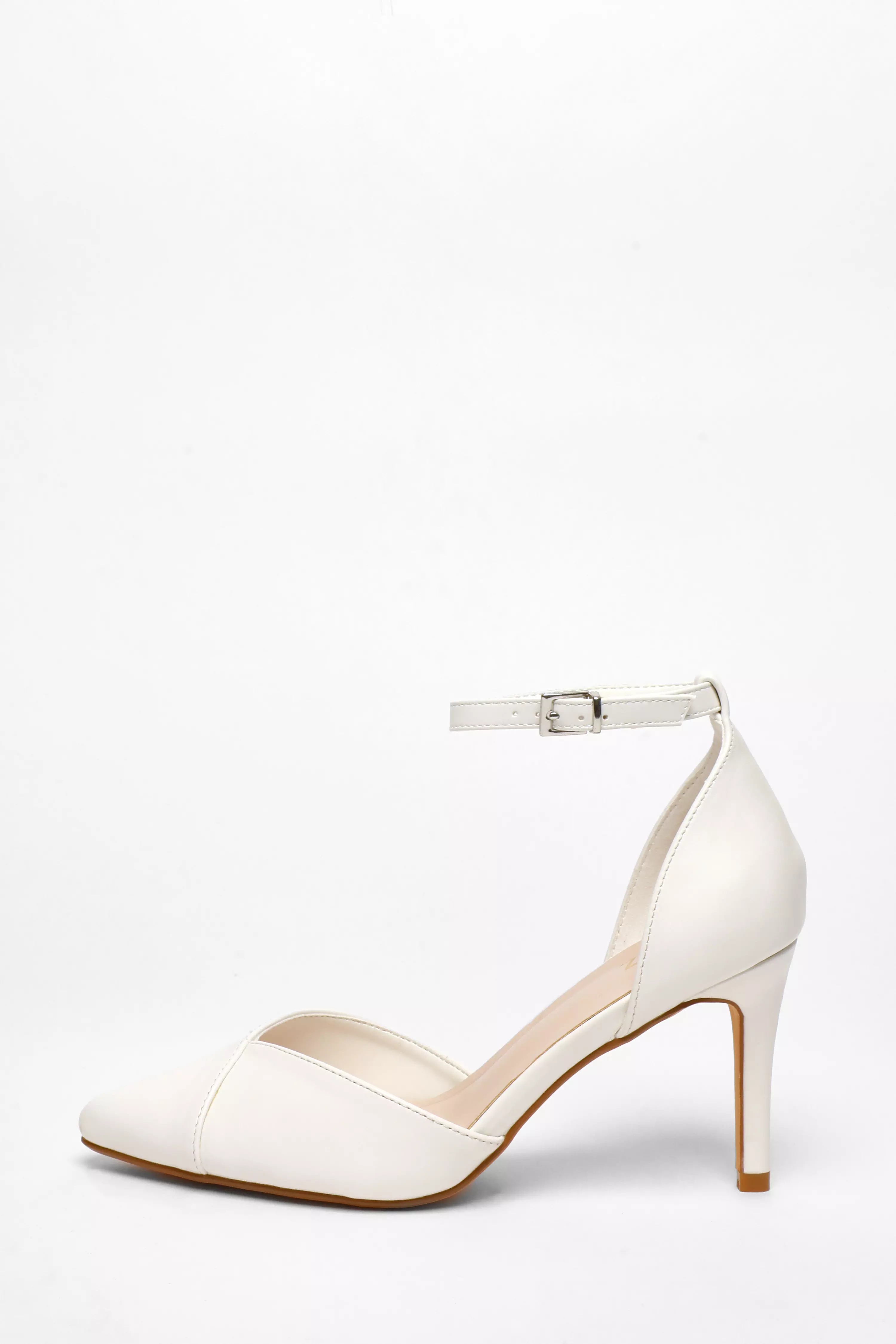 White Faux Leather Court Heels