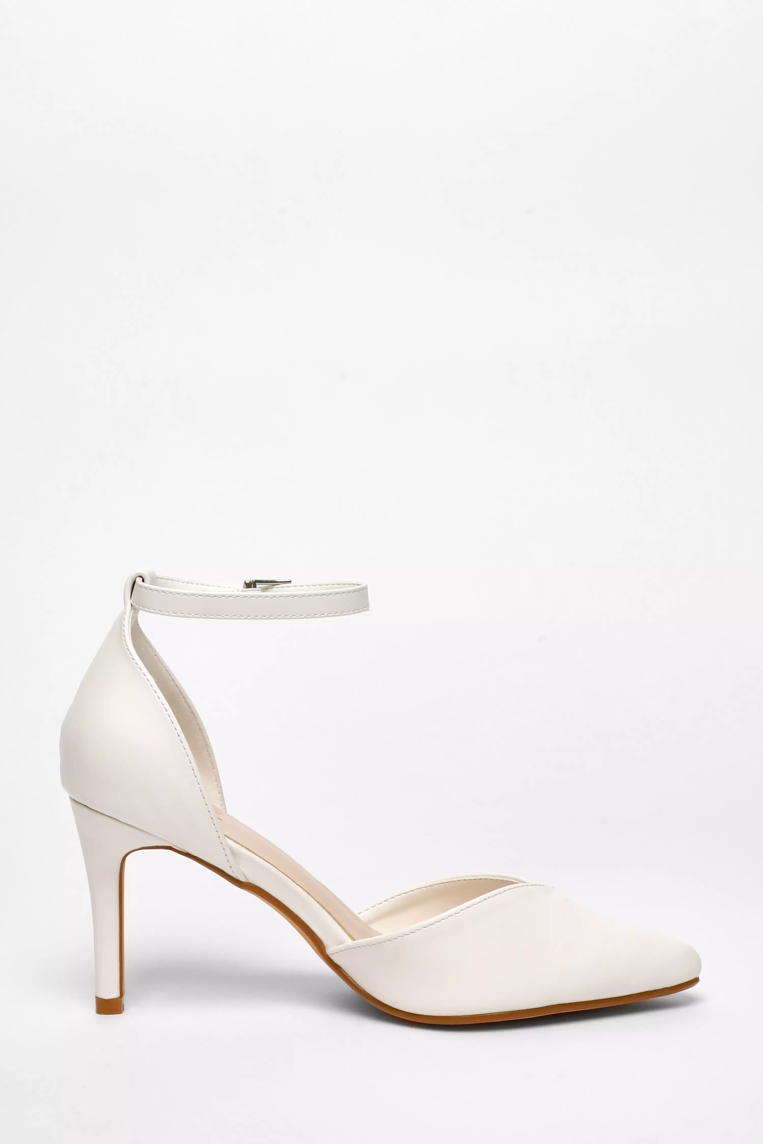 White Faux Leather Court Heels