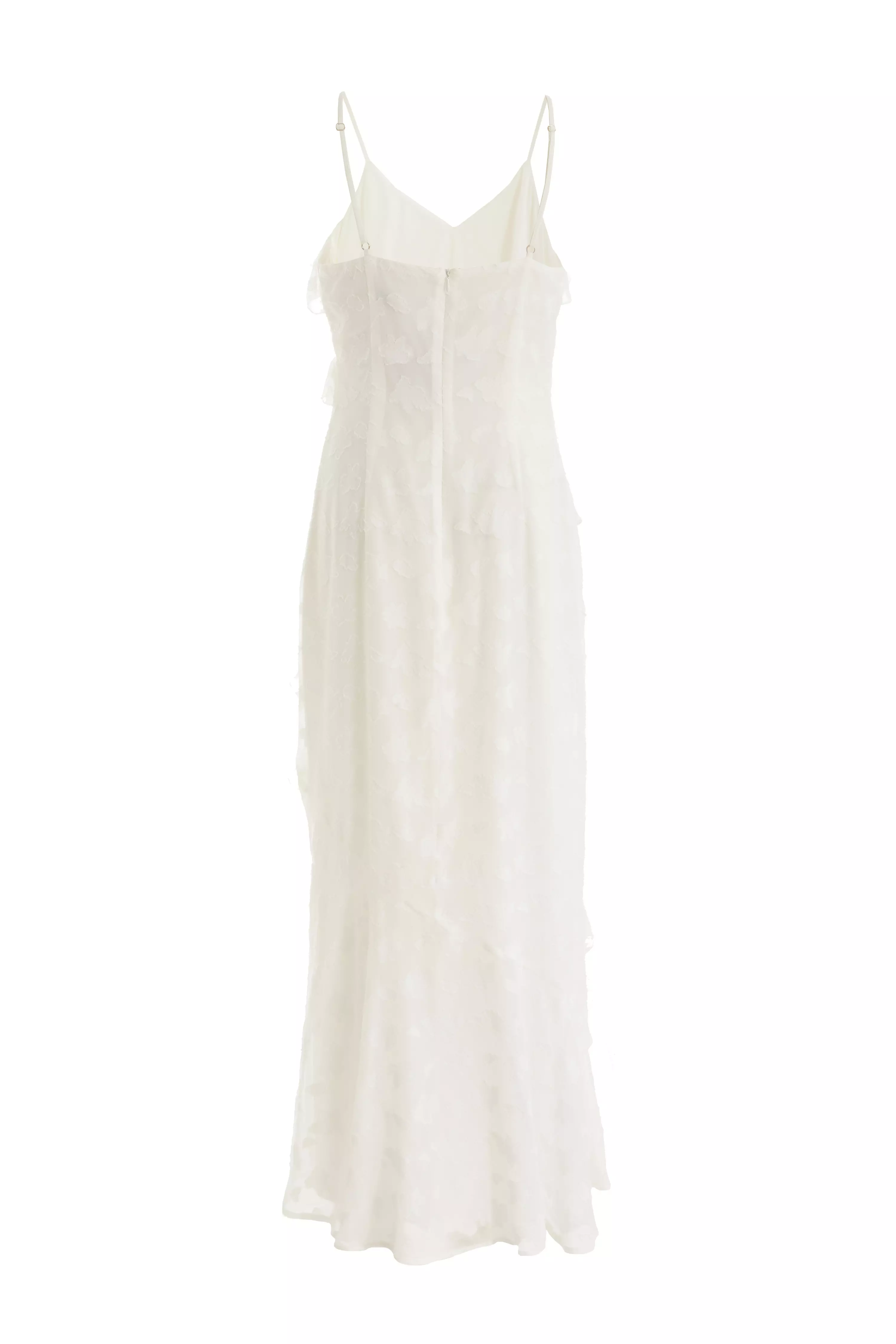 White Ruffle Wrap Midaxi Dress