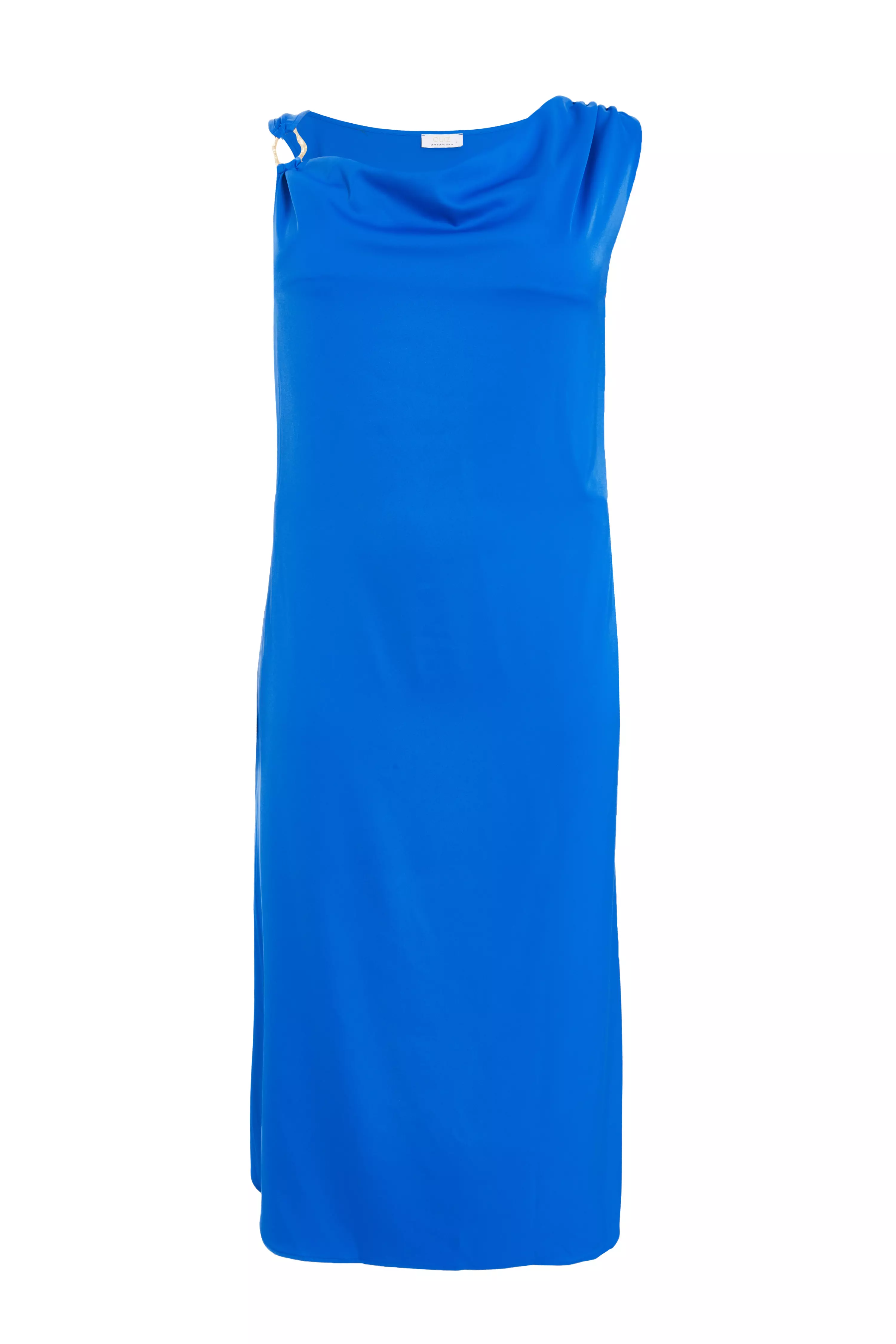 Curve Blue Asymmetric Cowl Neck Midaxi Dress