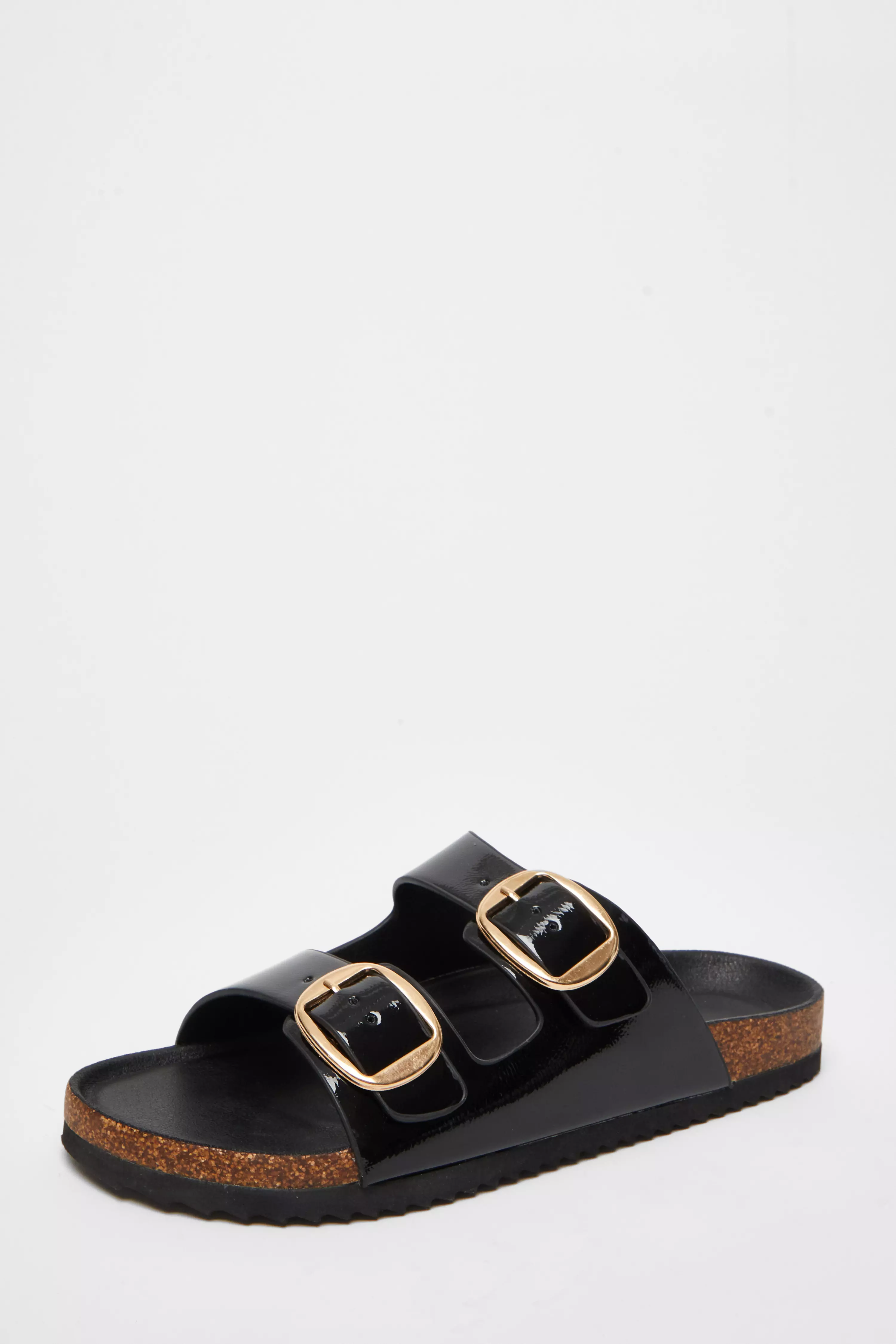 Black Double Buckle Sandals