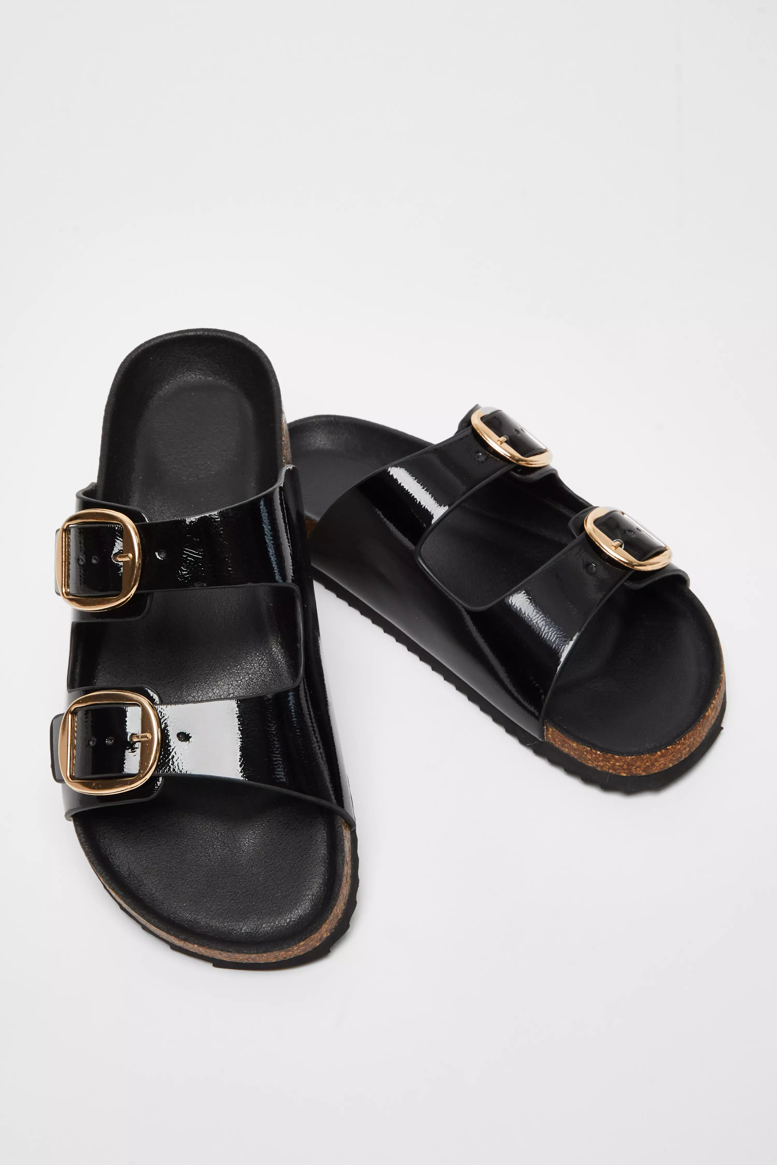 Black Double Buckle Sandals