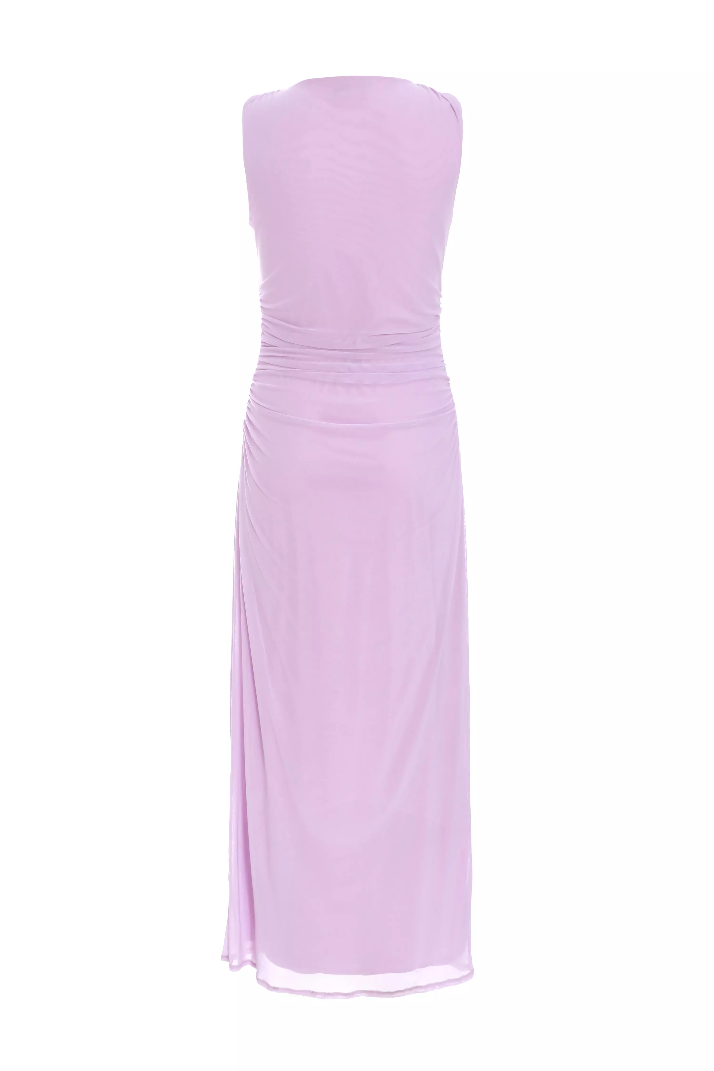 Lilac Mesh Ruched Boydcon Midaxi Dress