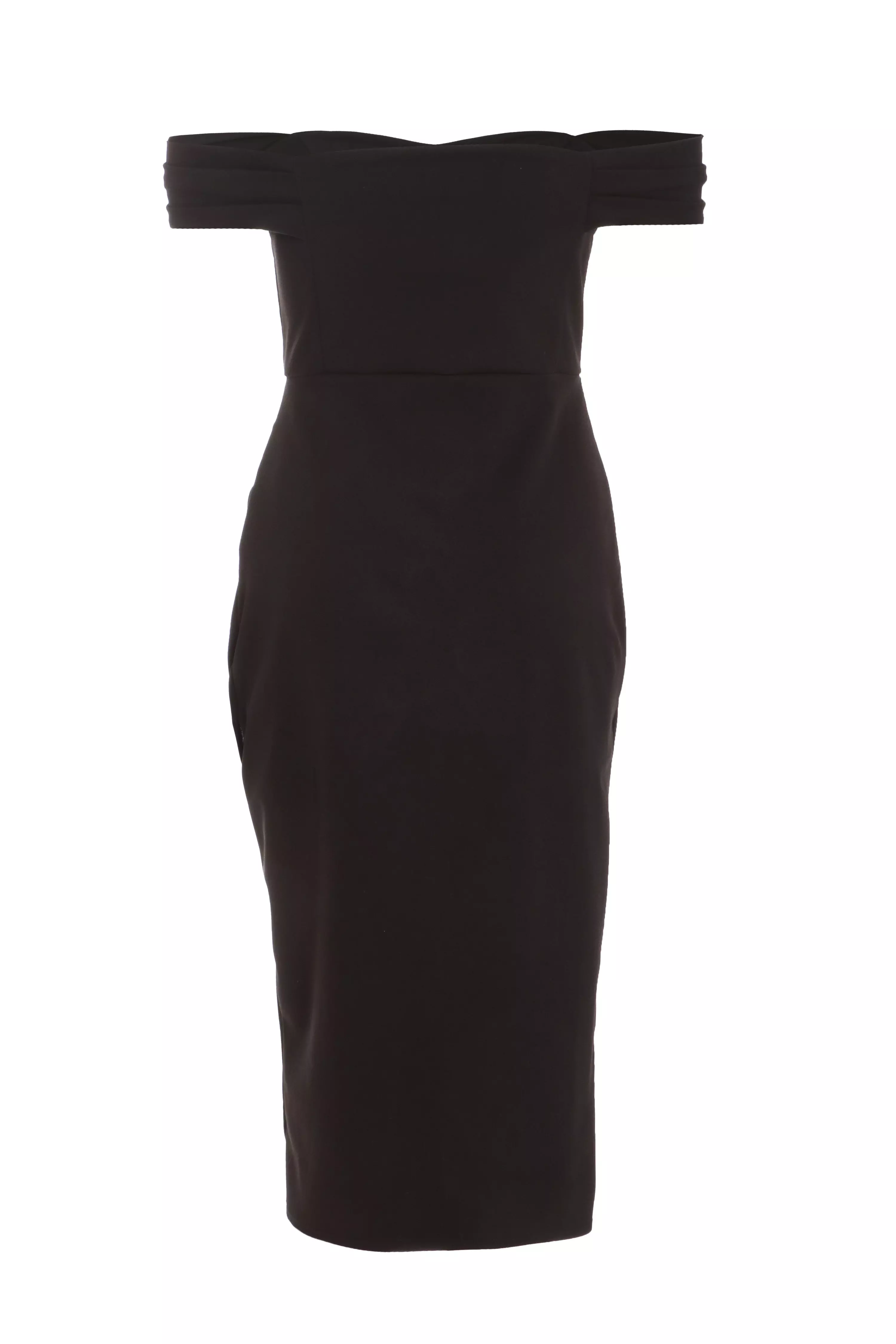 Black Bardot Midi Wrap Dress