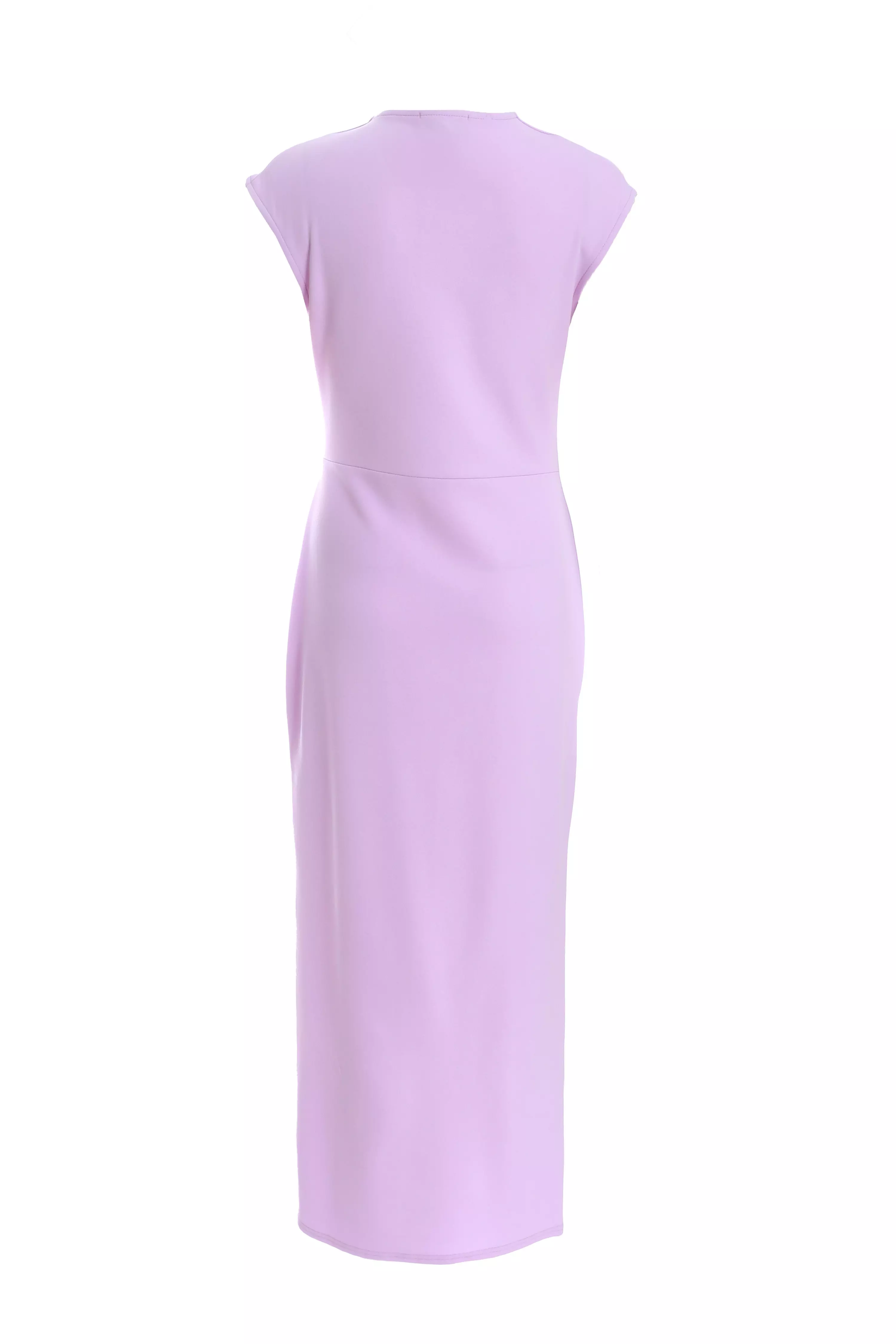 Lilac Ruched Button Up Midaxi Dress