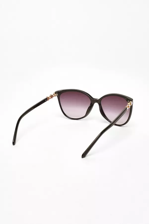 Black Round Diamante Sunglasses