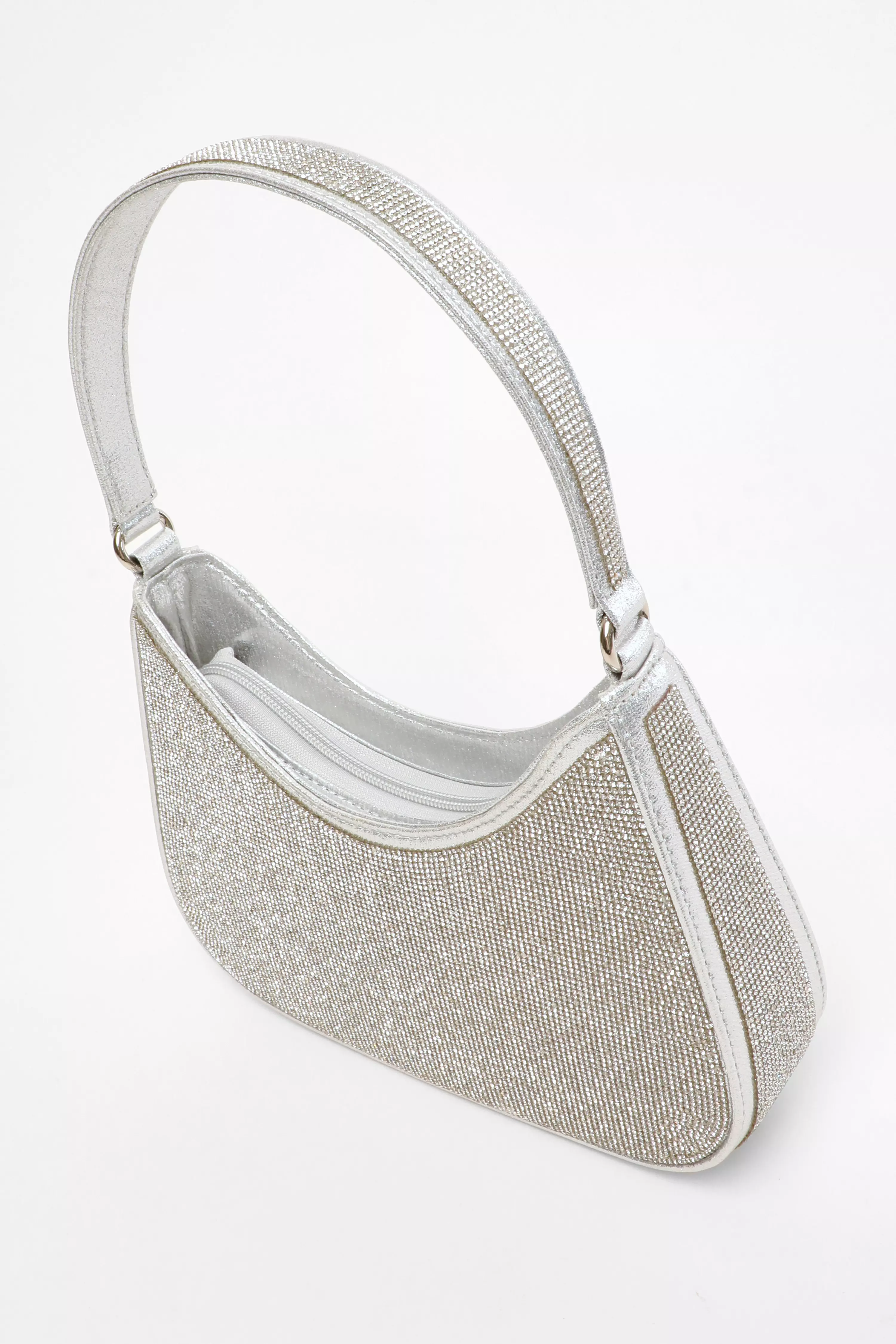 Silver Diamante Shoulder Bag