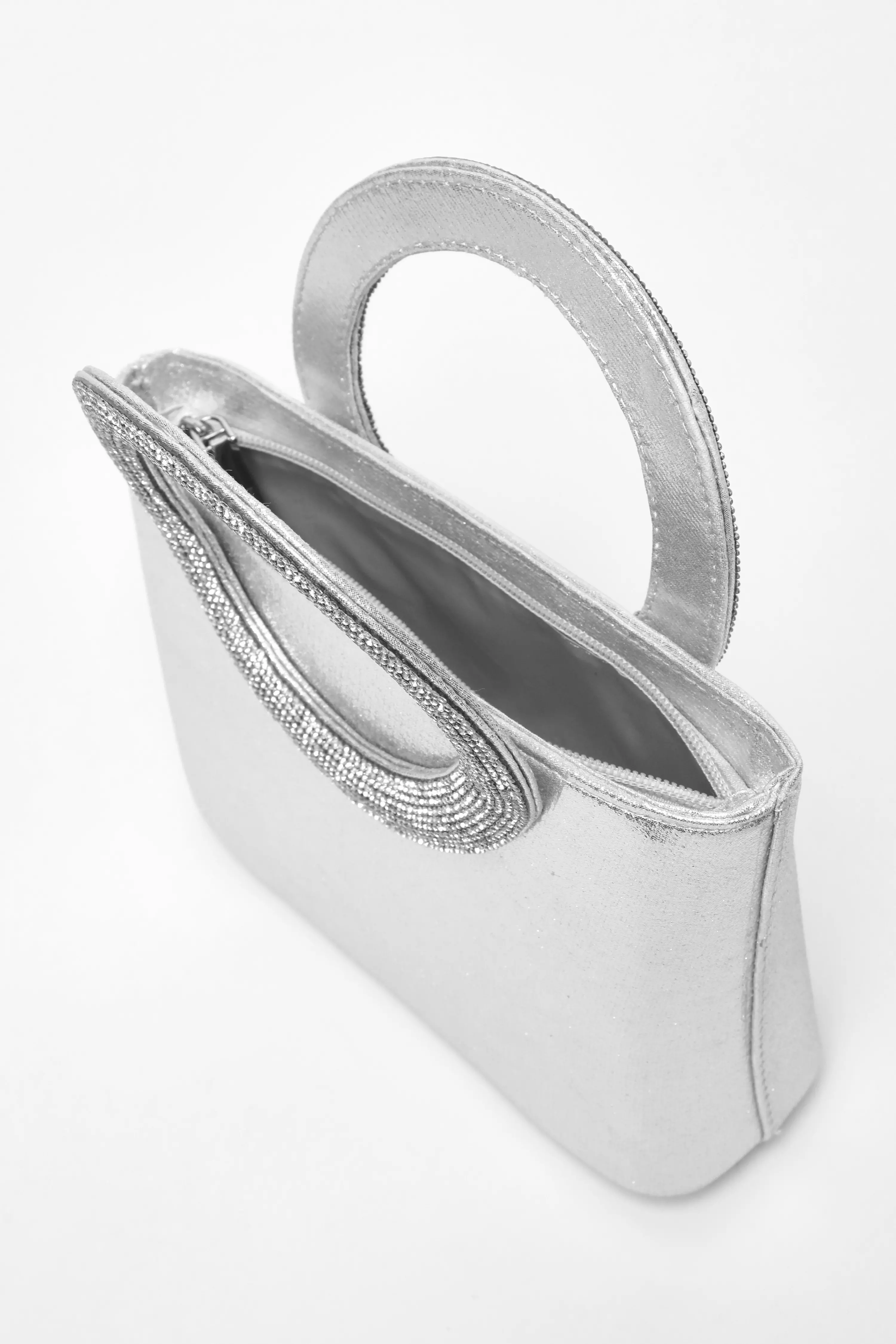  Silver Diamante Top Handle Bag
