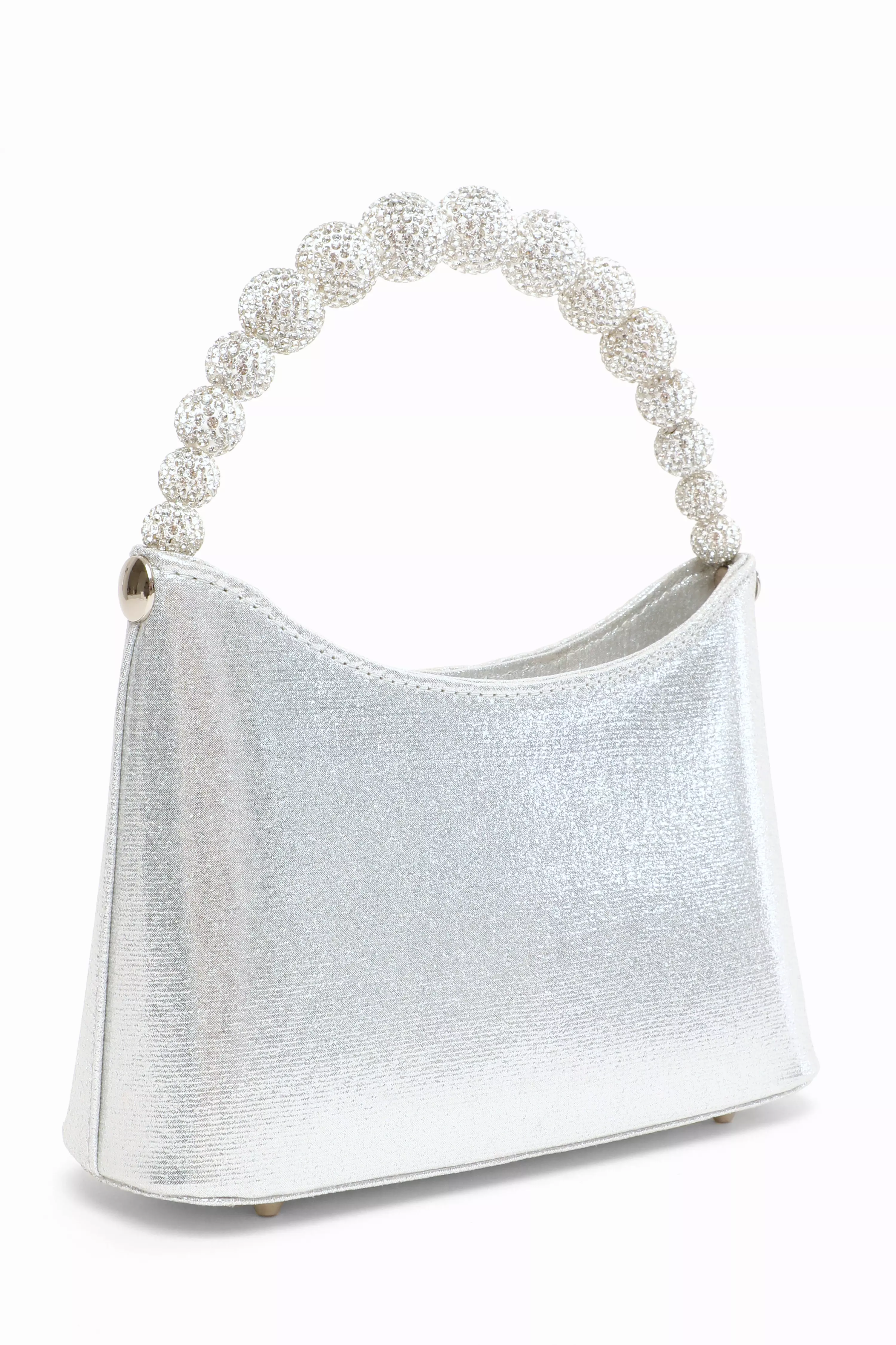 Silver Diamante Handle Bag