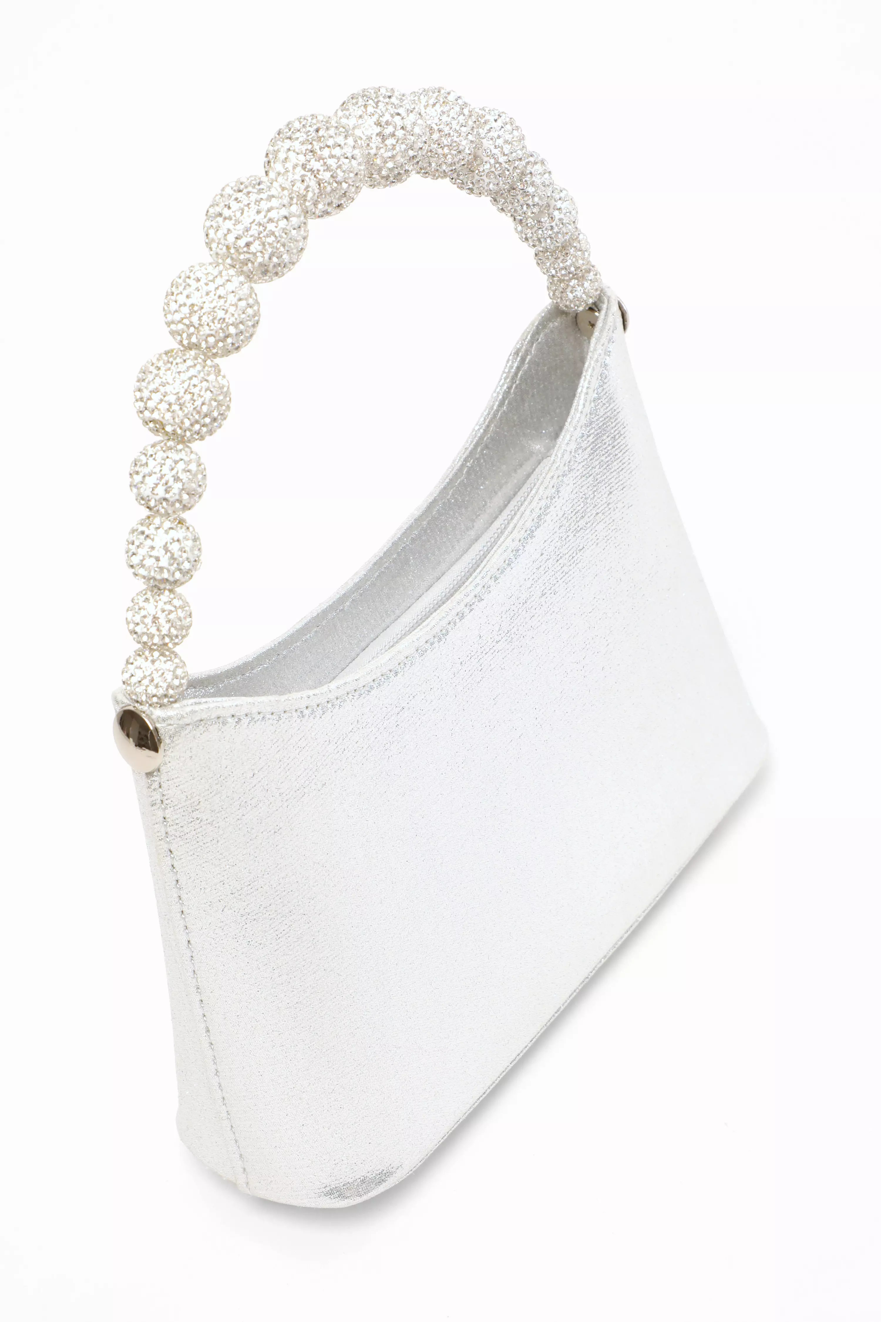 Silver Diamante Top Handle Bag