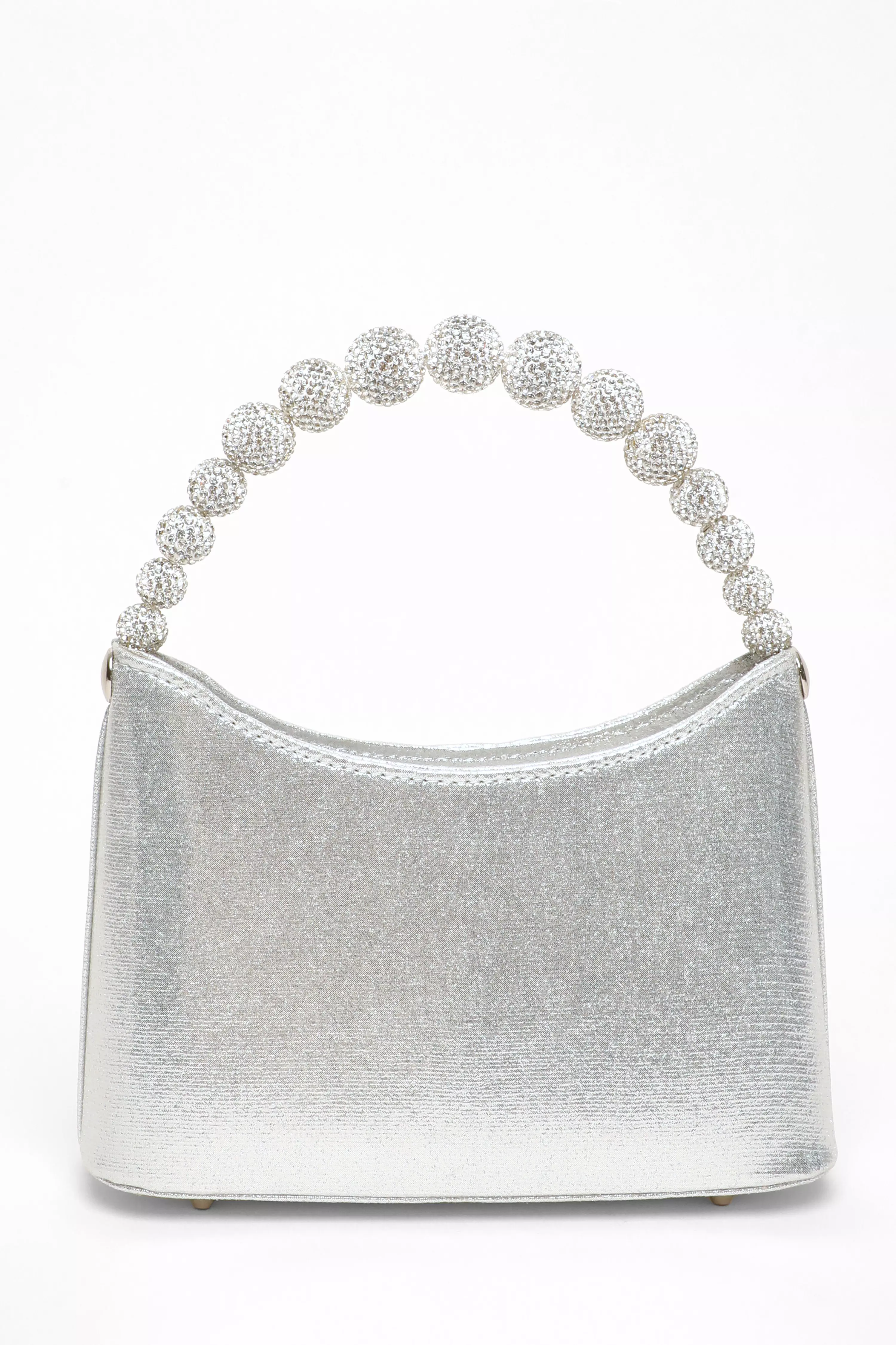 Silver Diamante Top Handle Bag