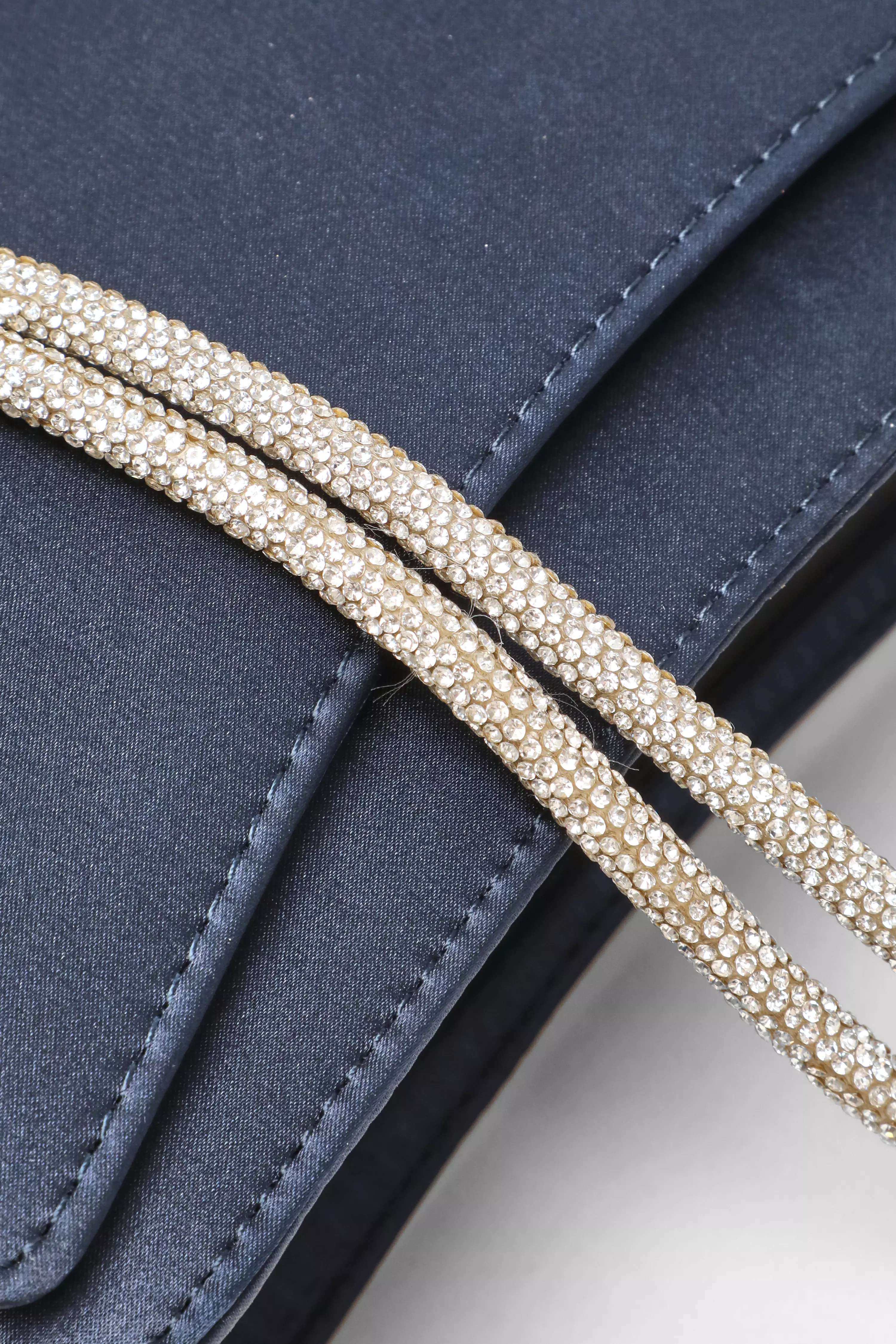 Navy Diamante Shoulder Bag