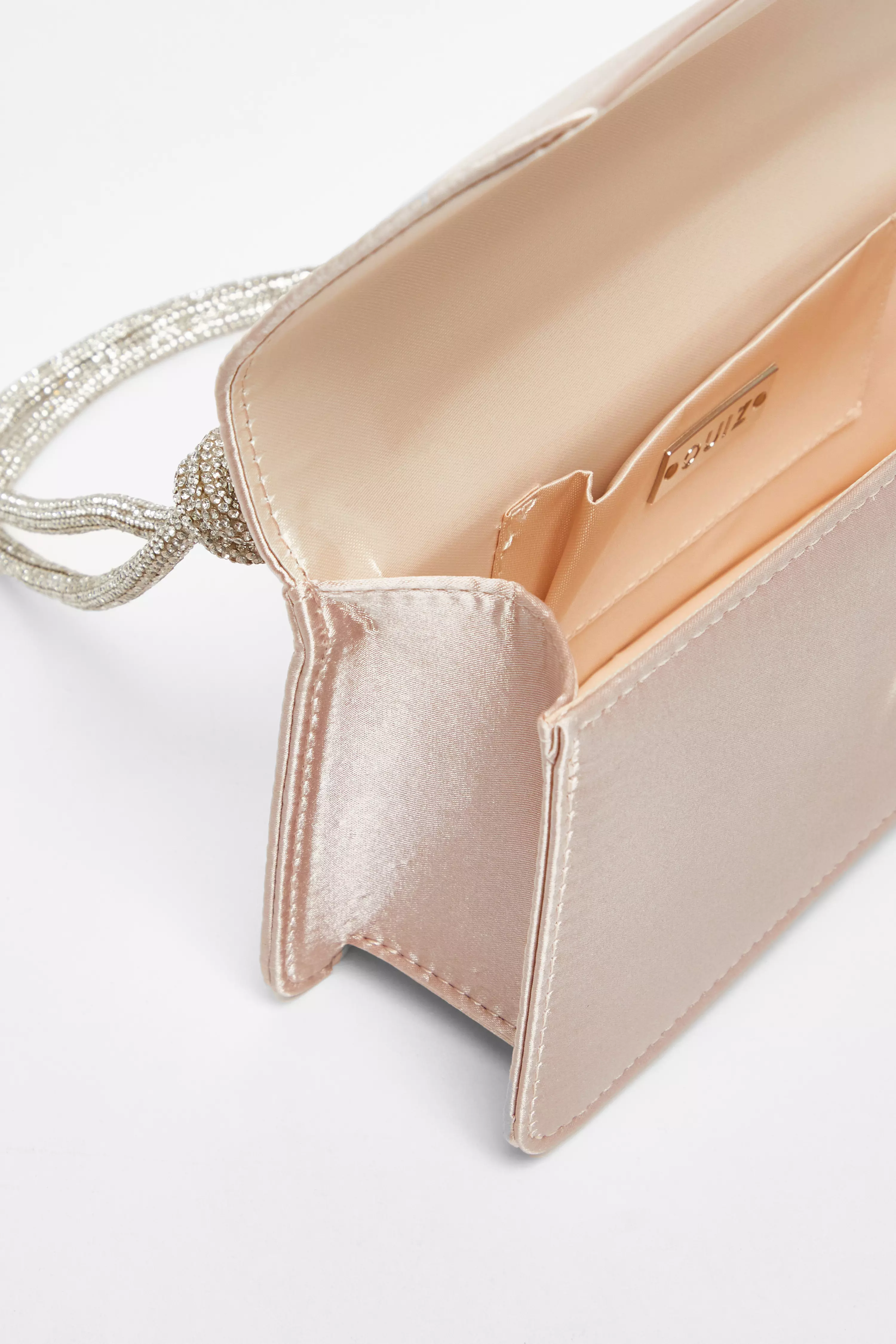 Pink Diamante Curved Shoulder Bag