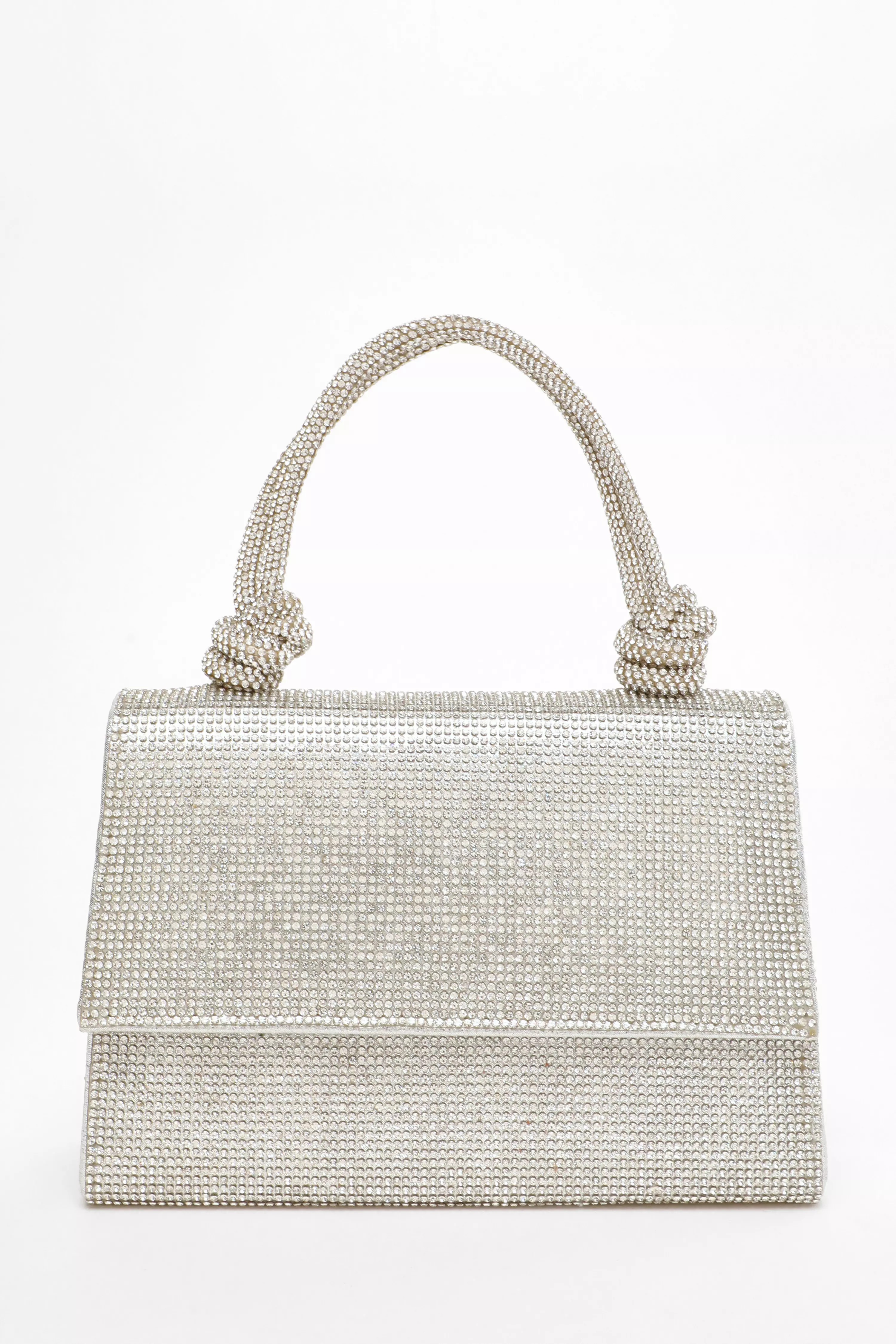 Silver Diamante Top Handle Bag