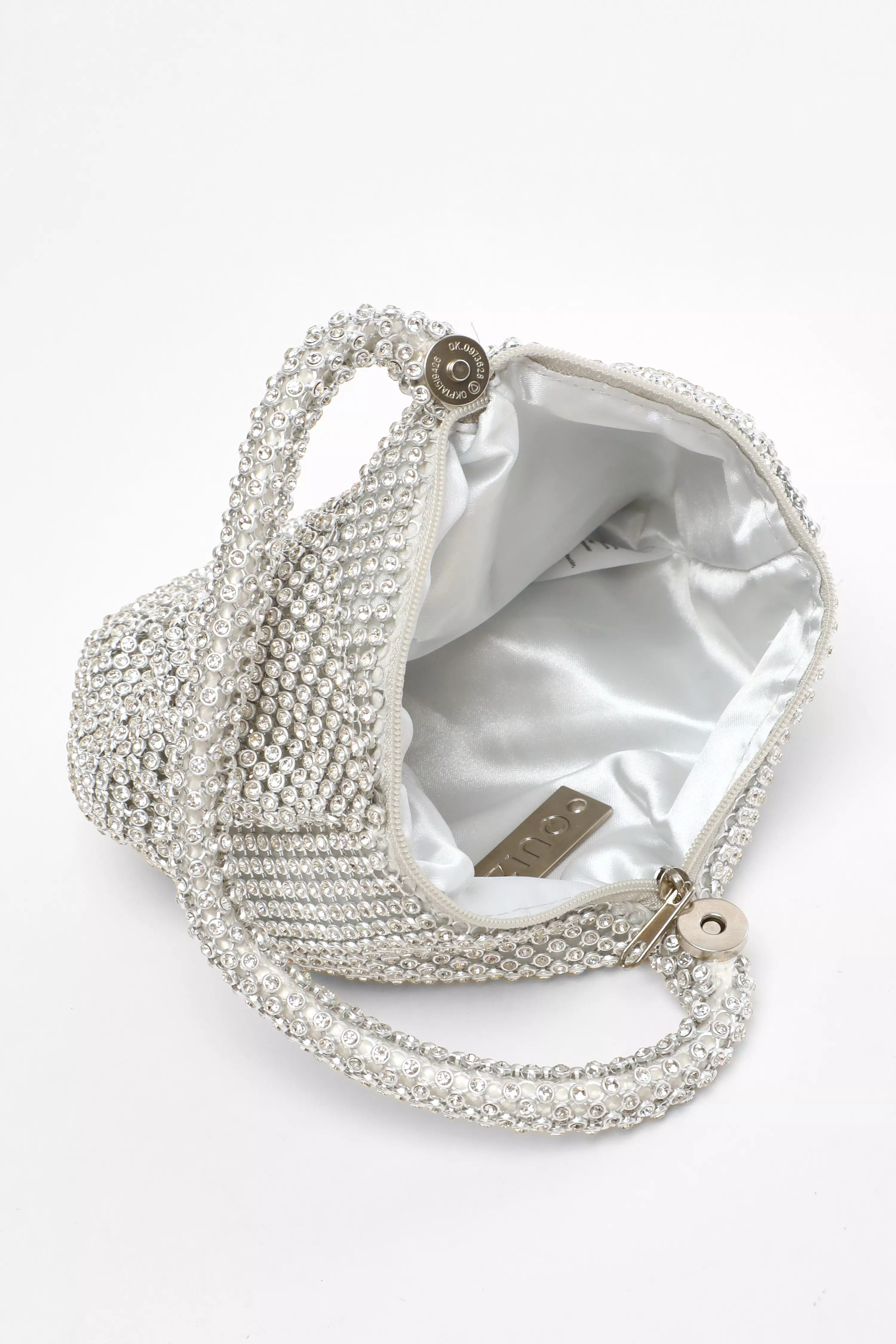 Silver Jewel Bow Pouch Bag