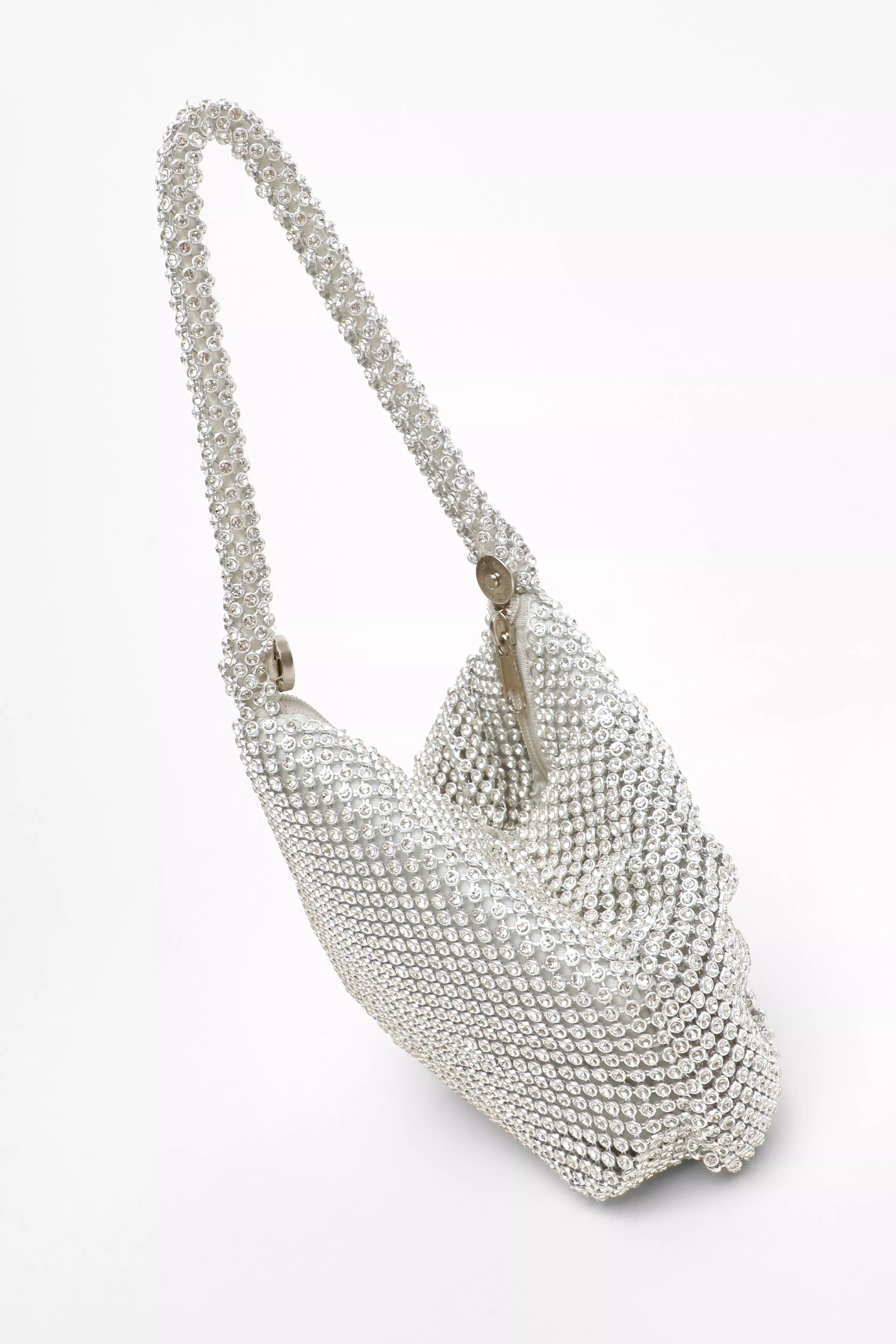 Silver Jewel Bow Pouch Bag