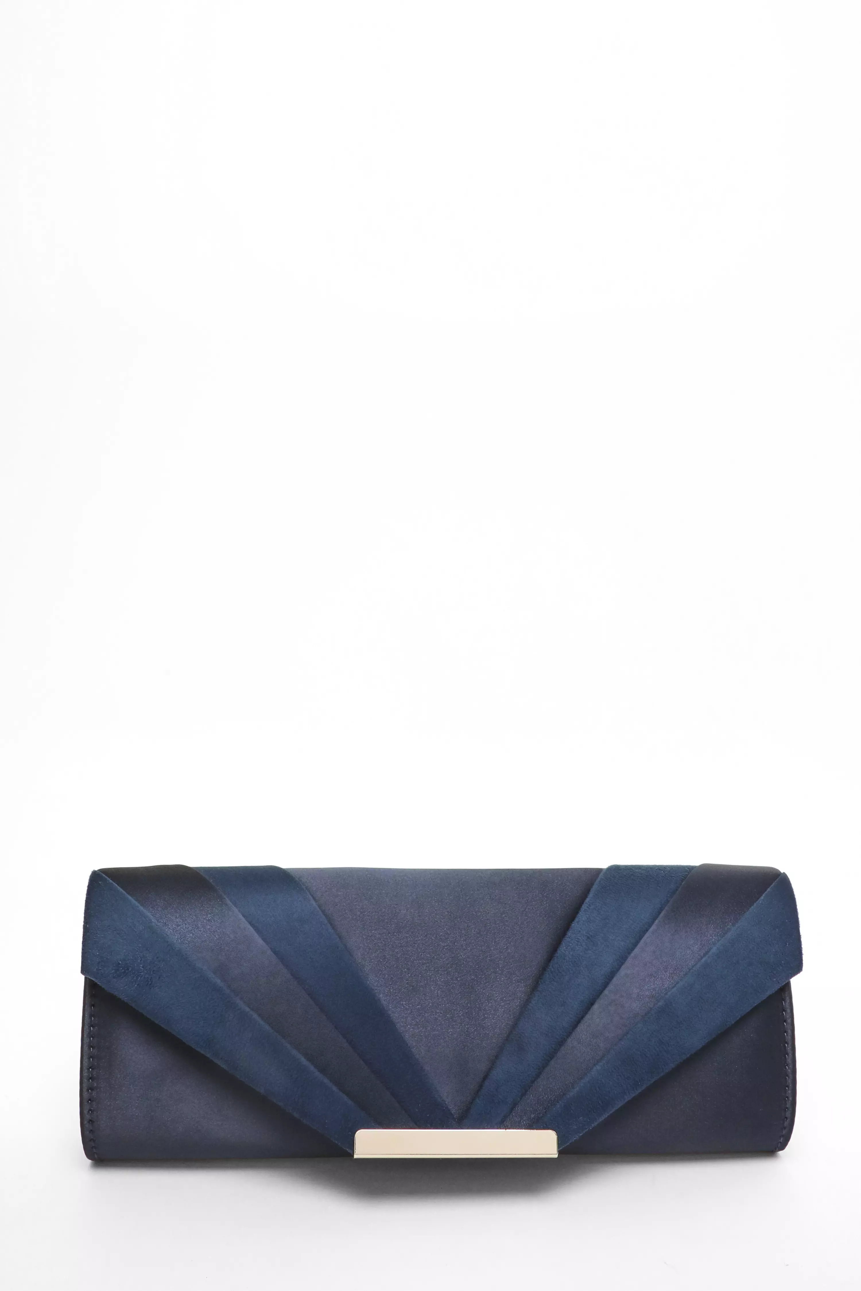 Navy Satin Fold Clutch Bag