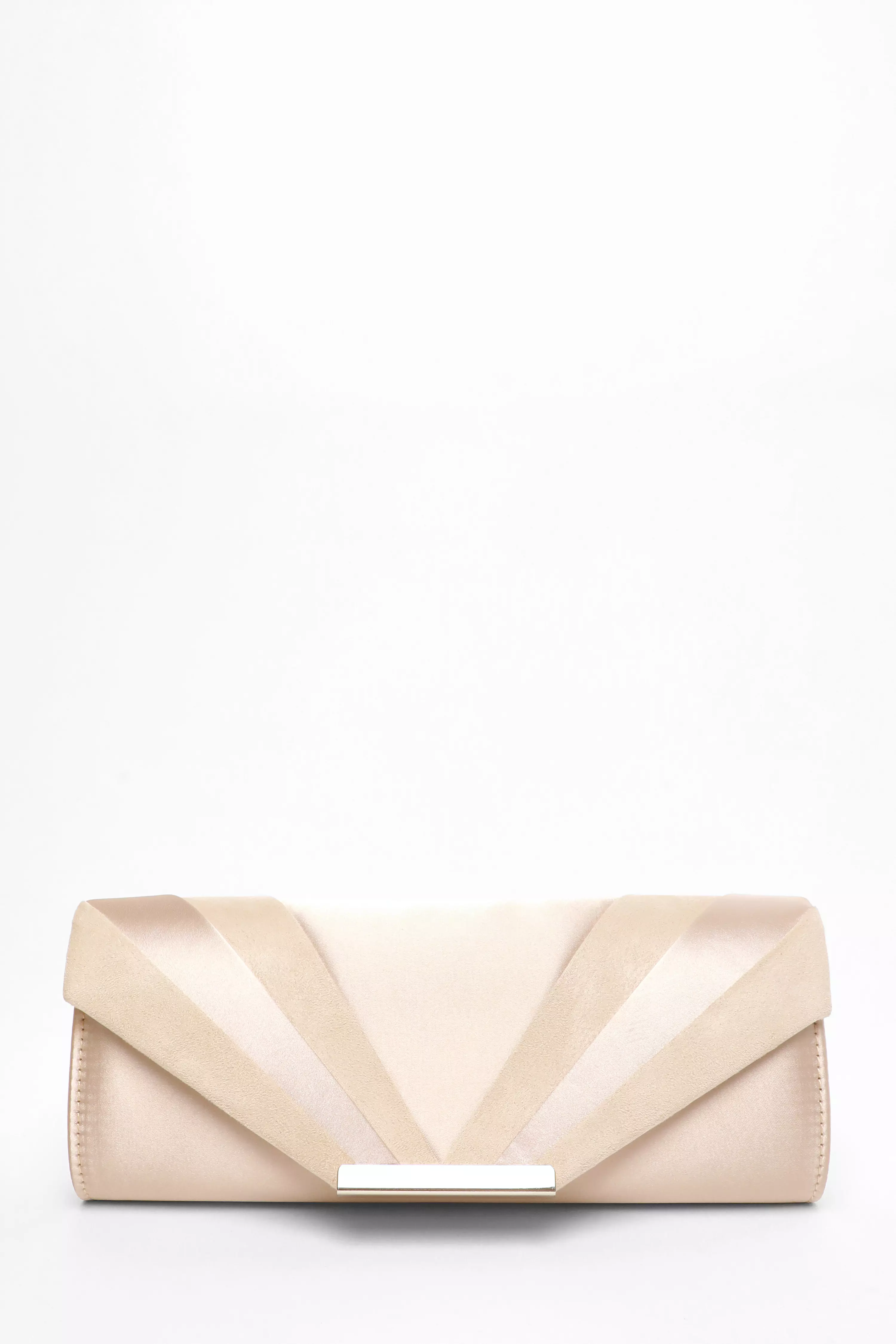 Champagne Satin Fold Clutch Bag