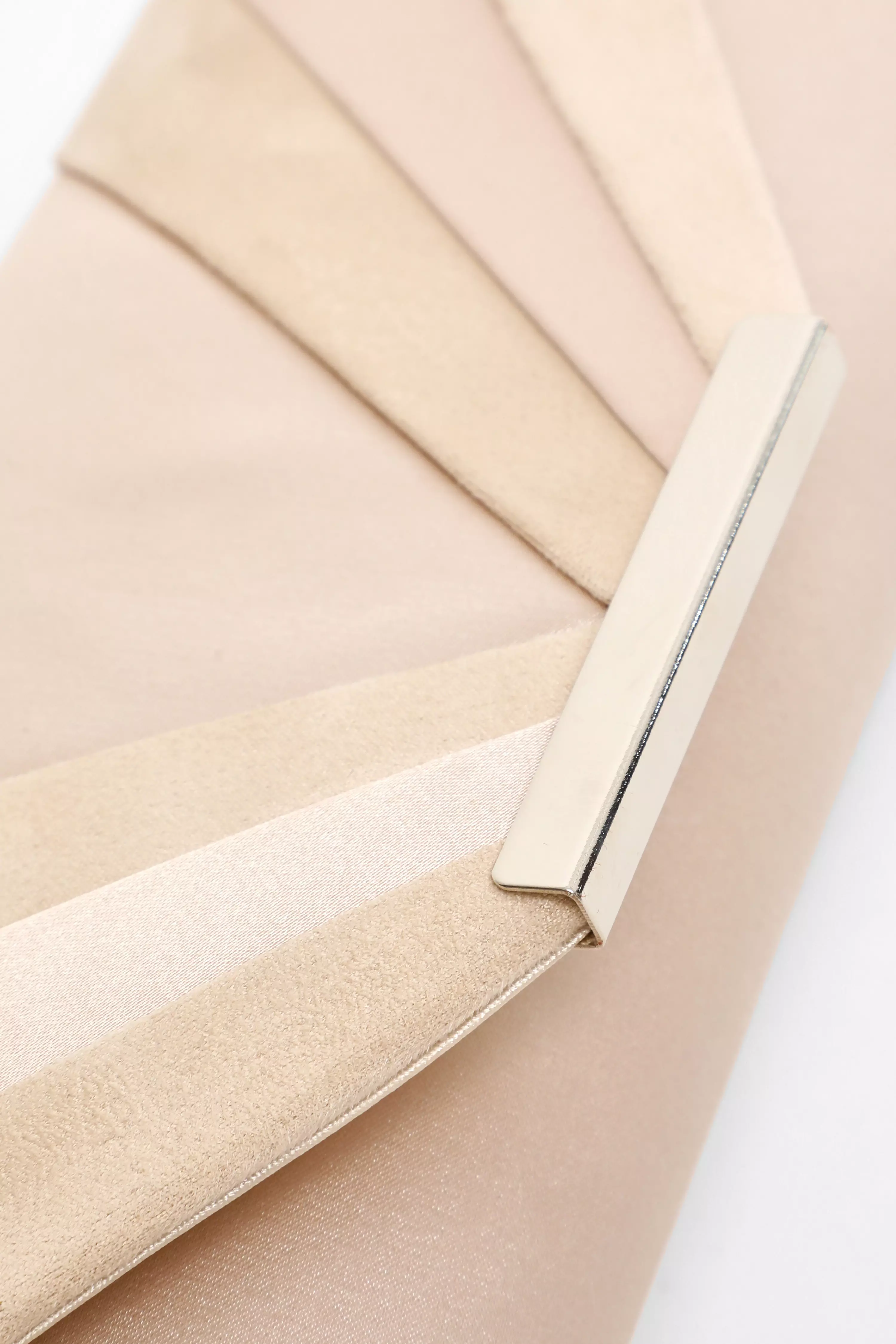 Champagne Satin Fold Clutch Bag