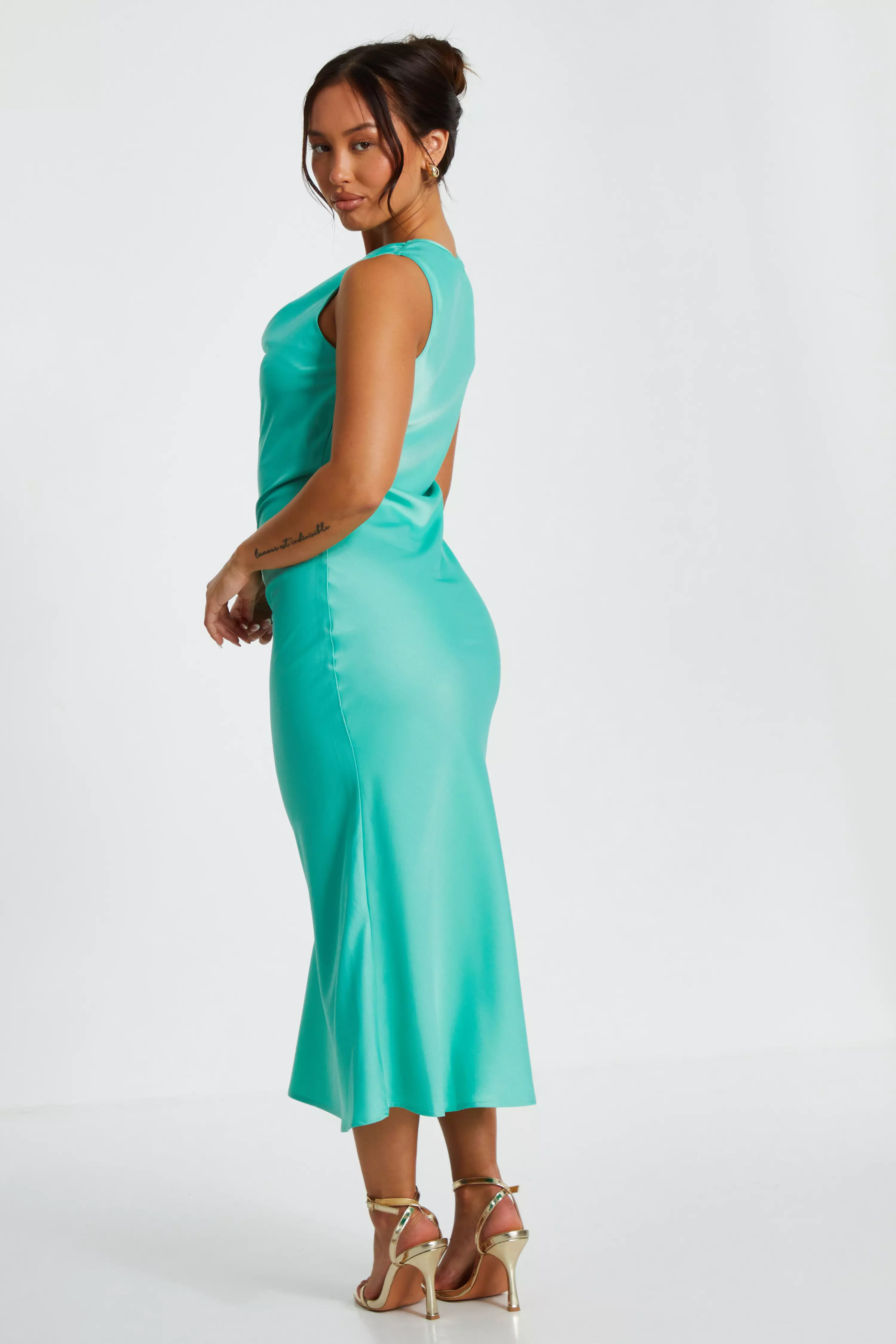 Petite Mint Asymmetric Midaxi Dress