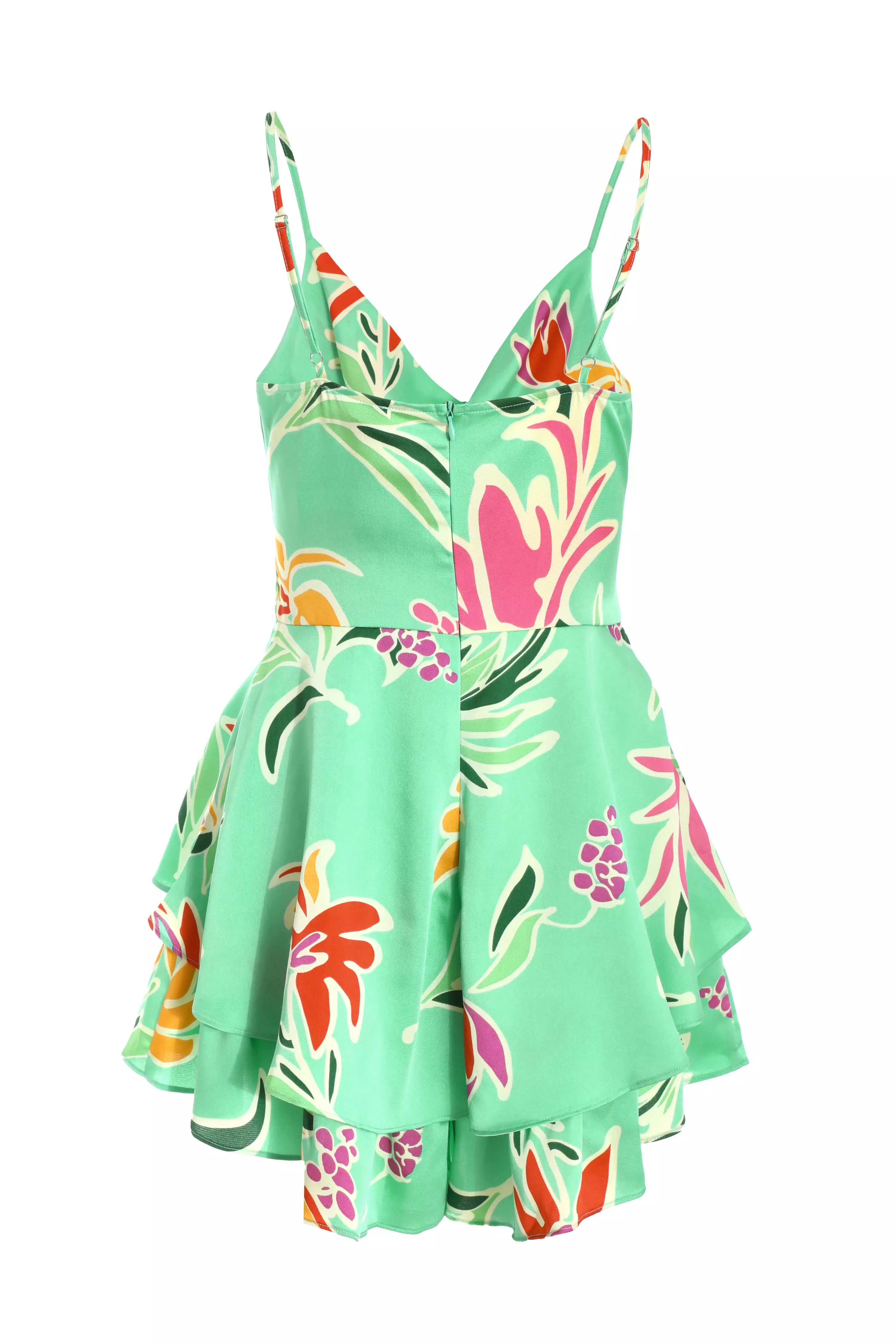 Petite Mint Tropical Print Playsuit