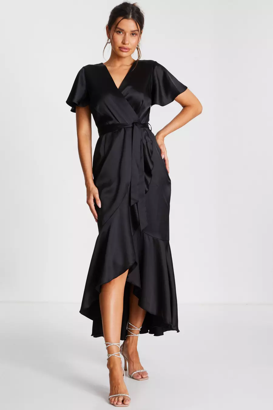 Black wrap maxi dress best sale