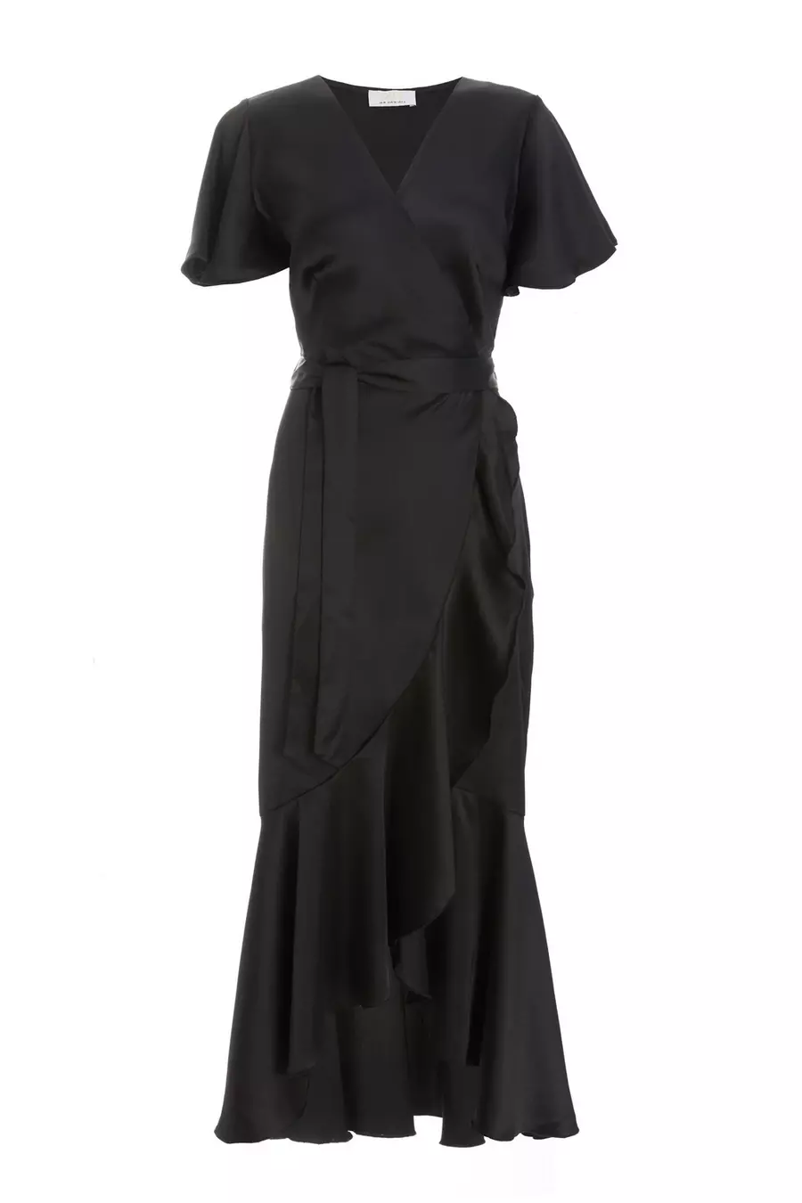 Black satin wrap maxi dress best sale