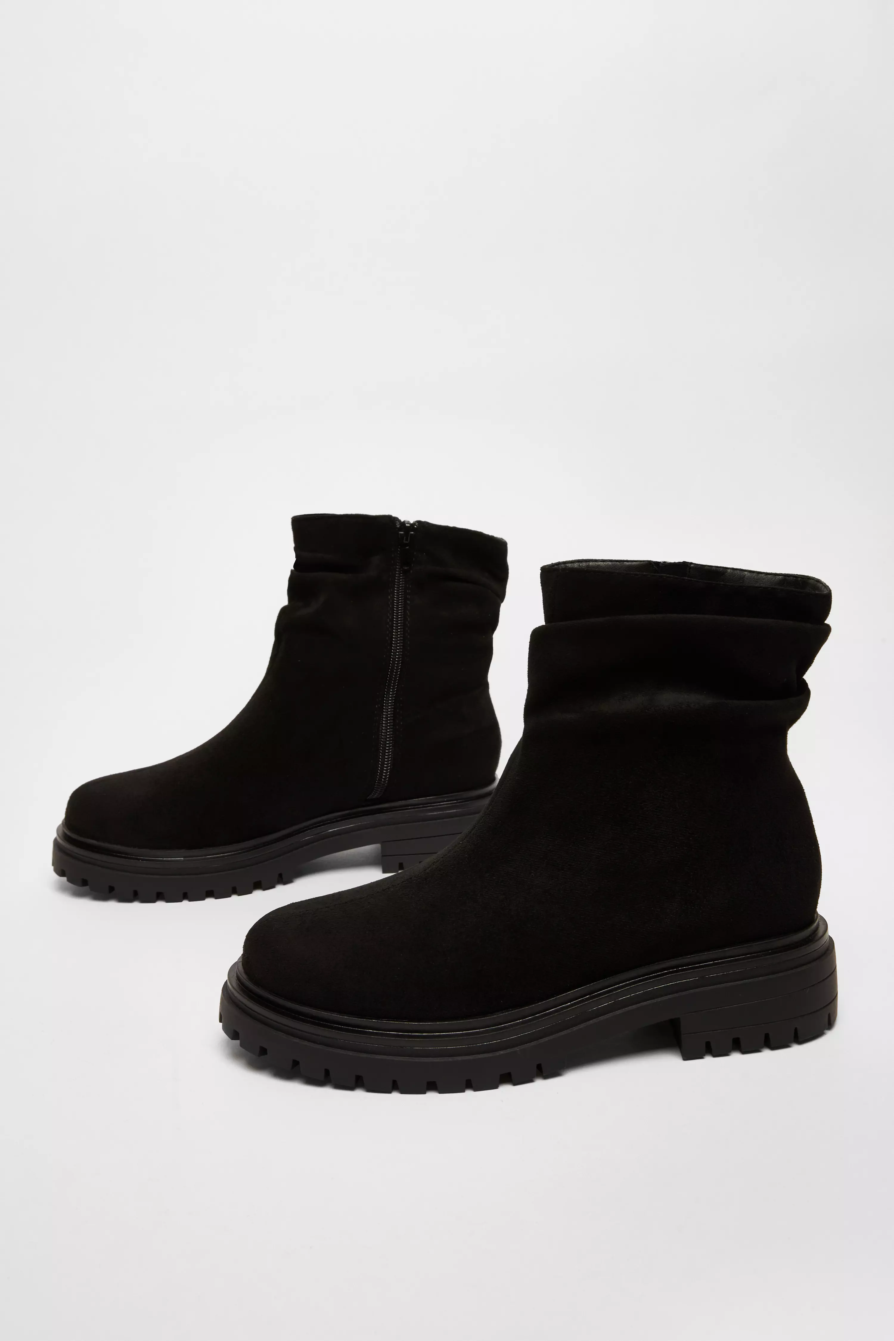 Wide Fit Black Faux Suede Ankle Boots