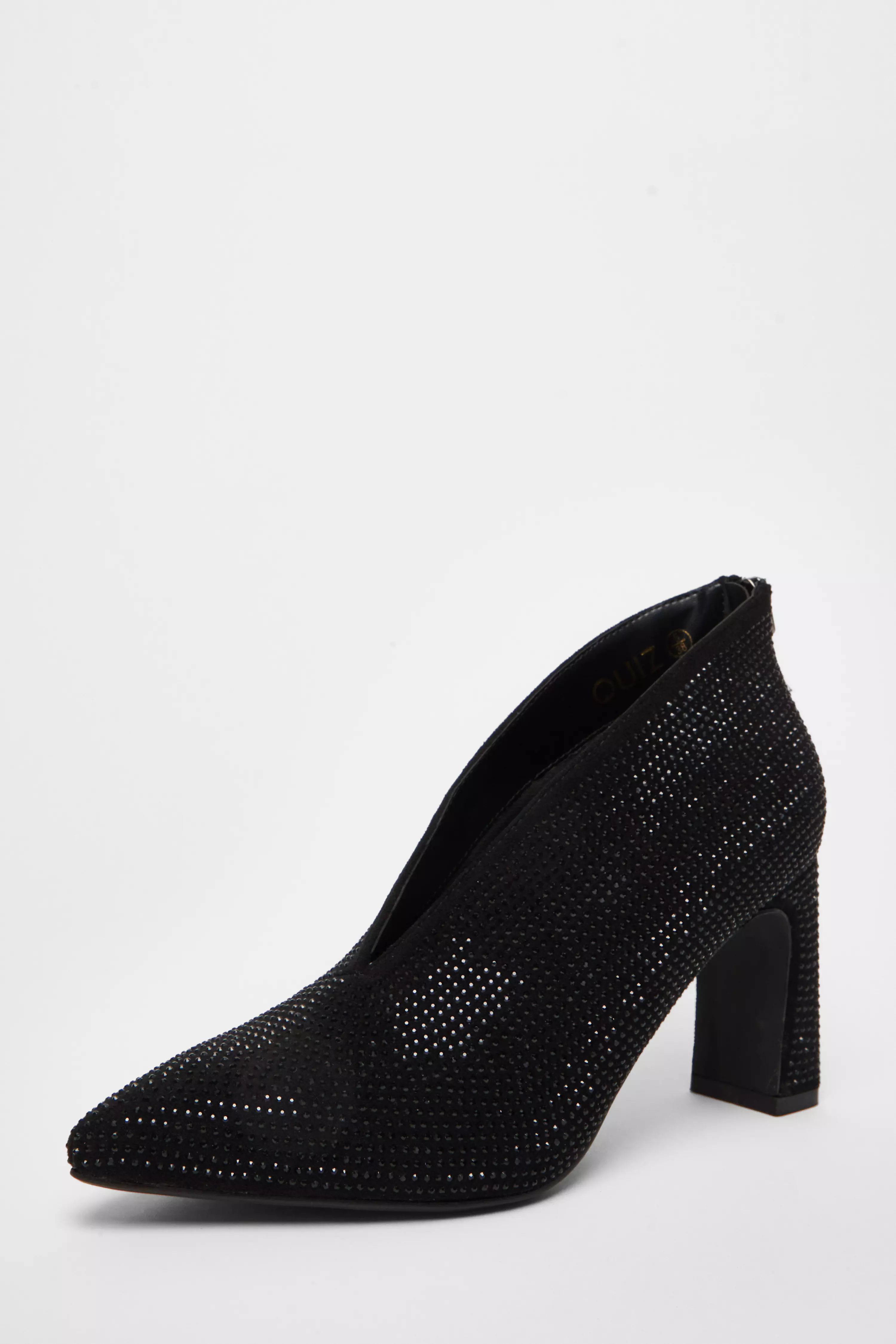 Black Diamante Heeled Shoe Boots