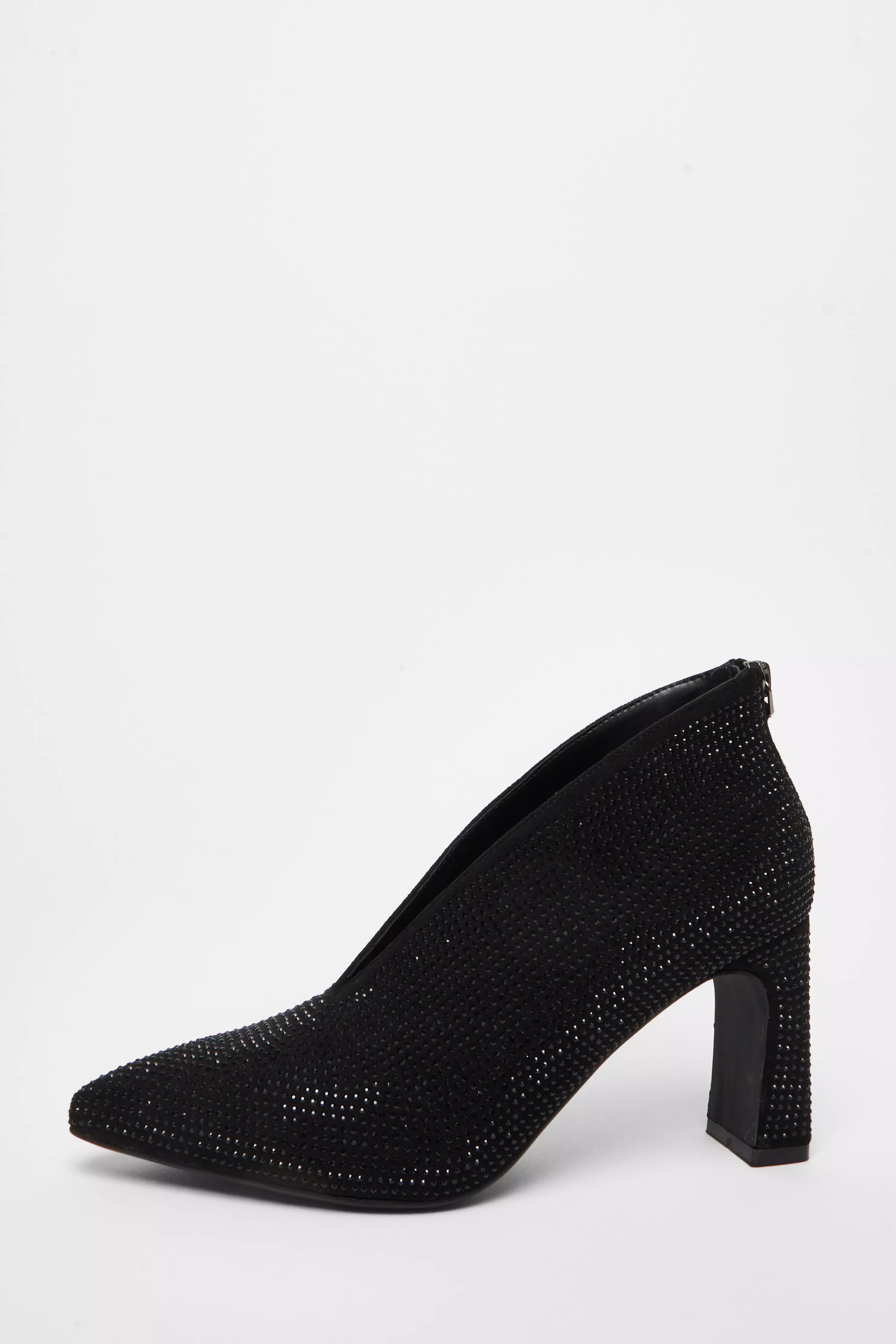 Black Diamante Heeled Shoe Boots