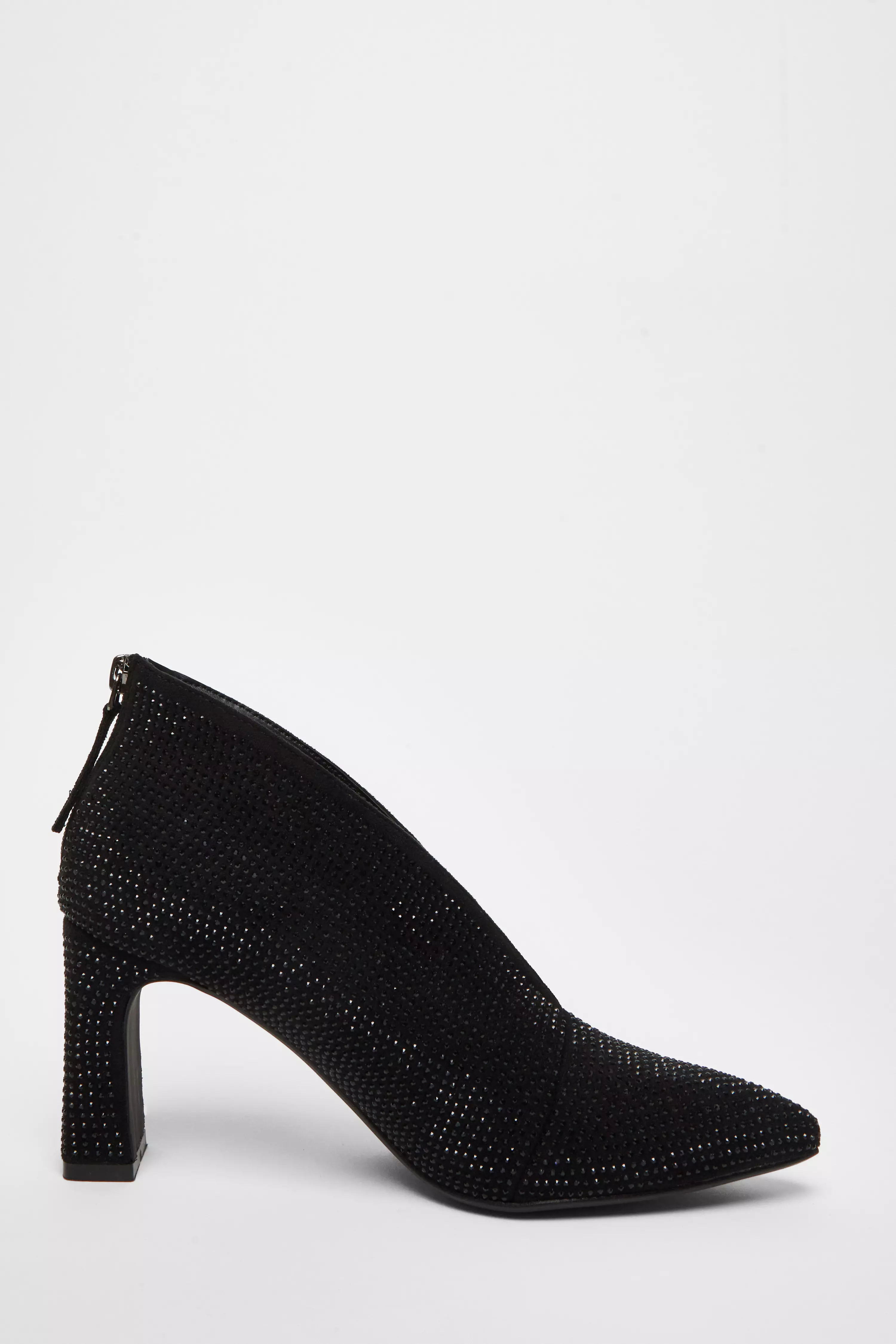 Black Diamante Heeled Shoe Boots