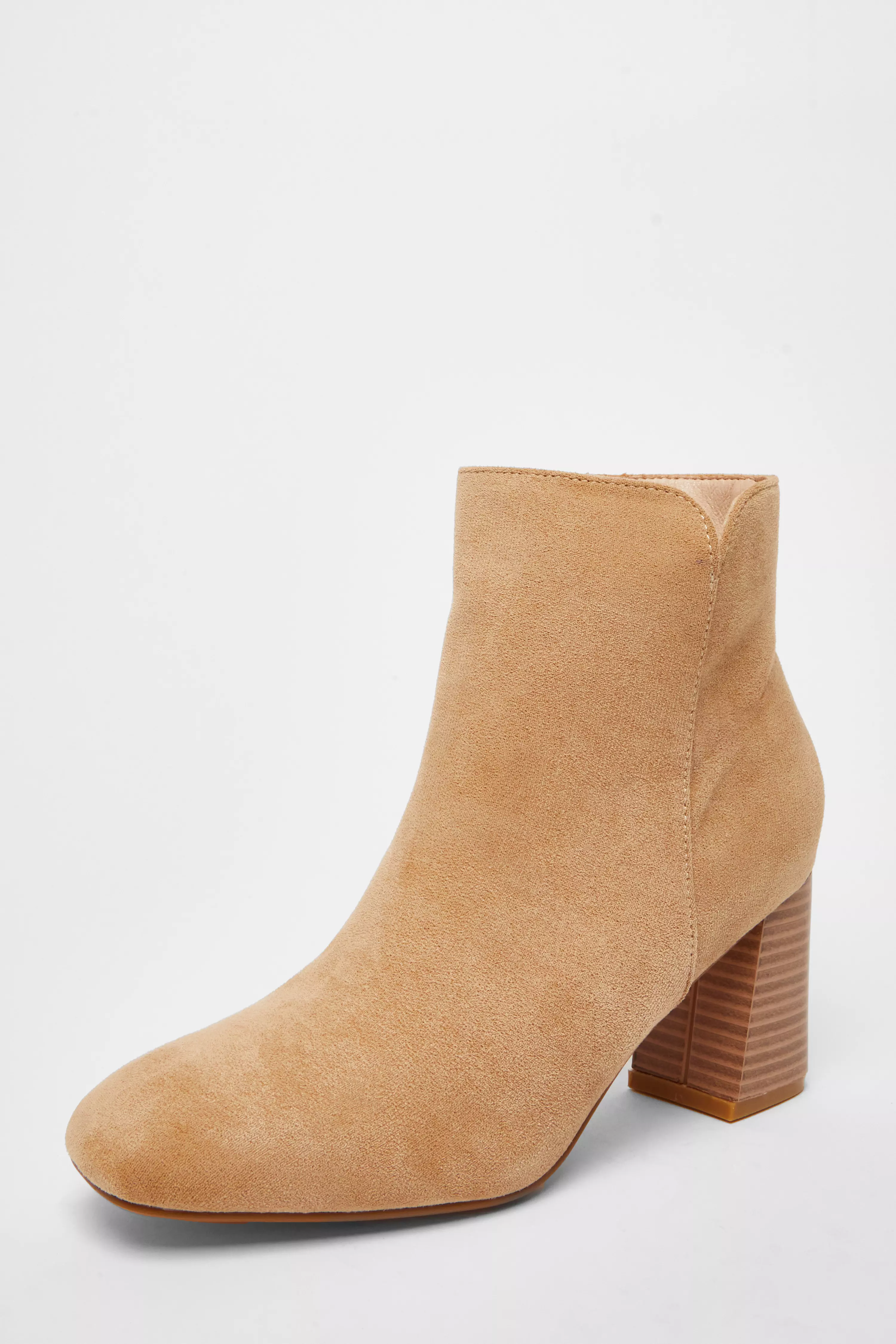 Tan Faux Suede High Heel Ankle Boot