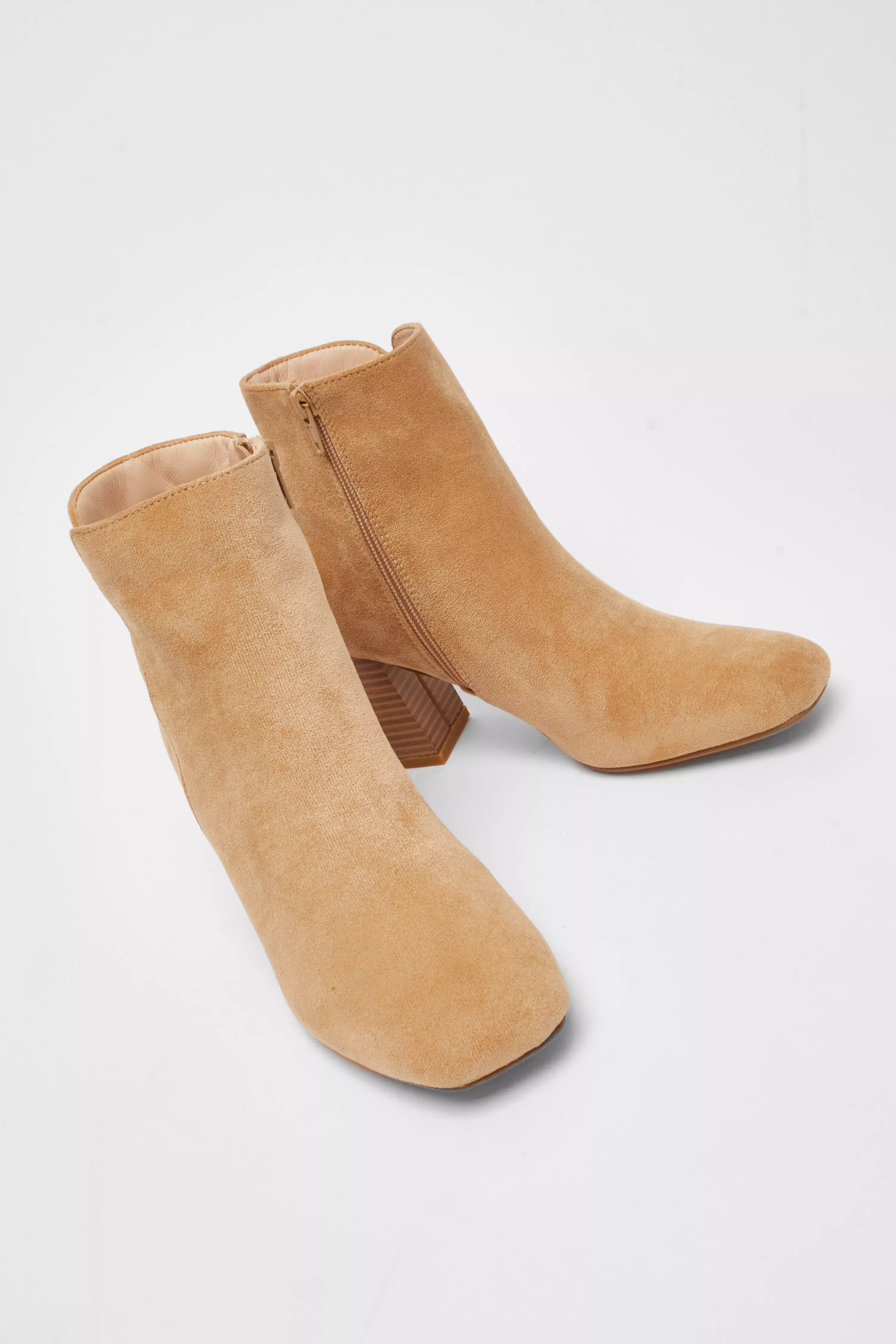 Tan Faux Suede High Heel Ankle Boot