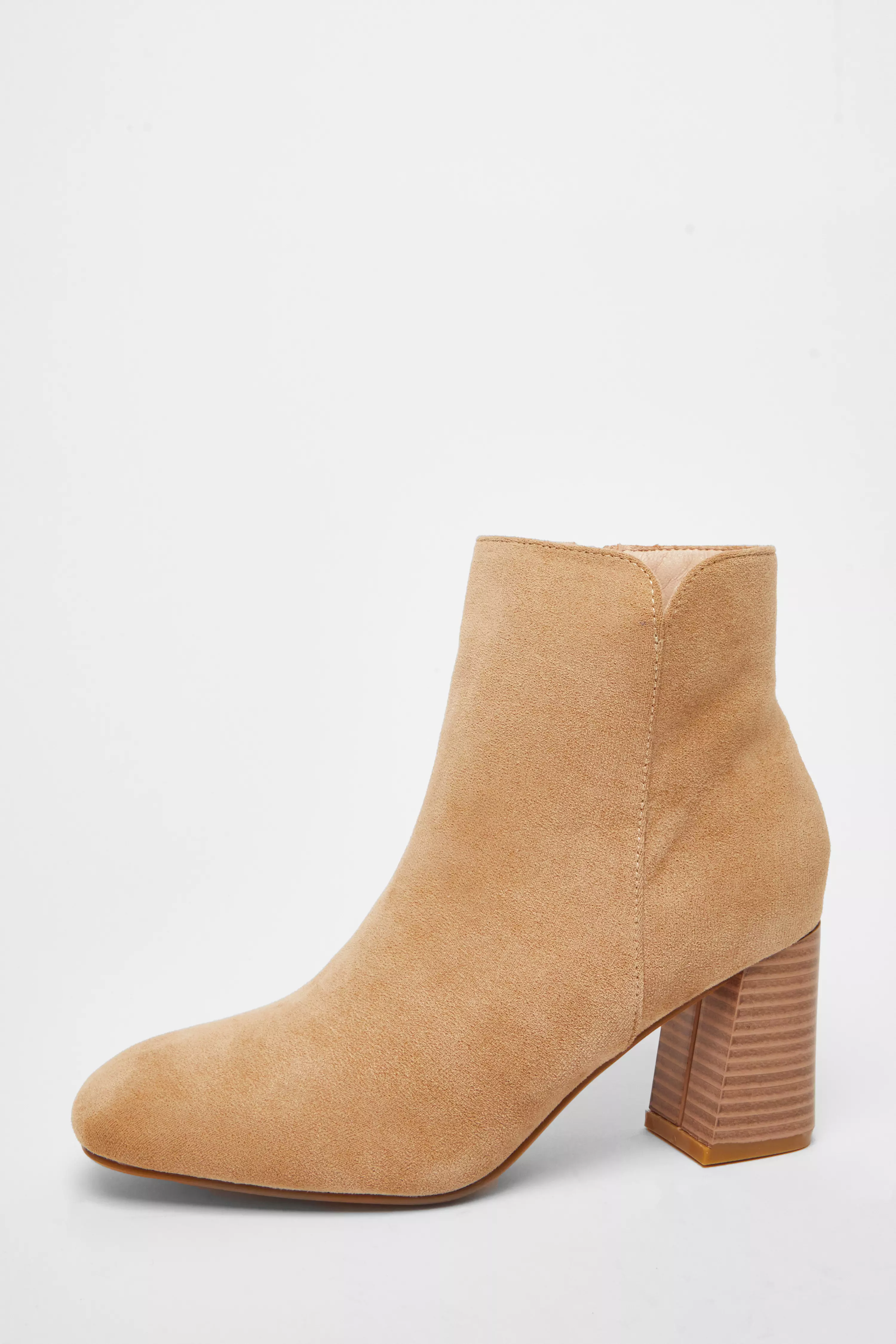 Tan Faux Suede High Heel Ankle Boot