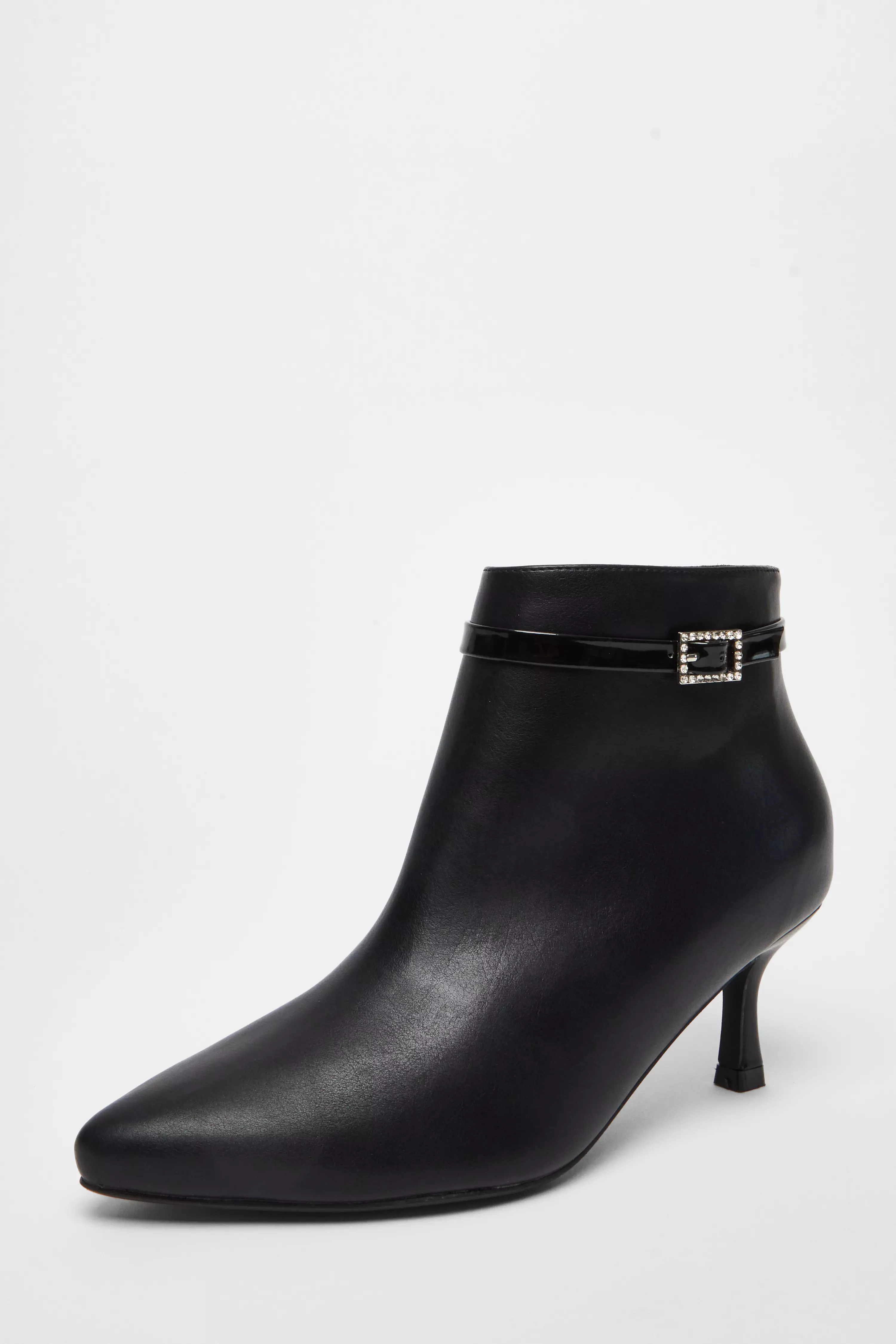 Black Wide Fit Faux Leather Ankle Boot