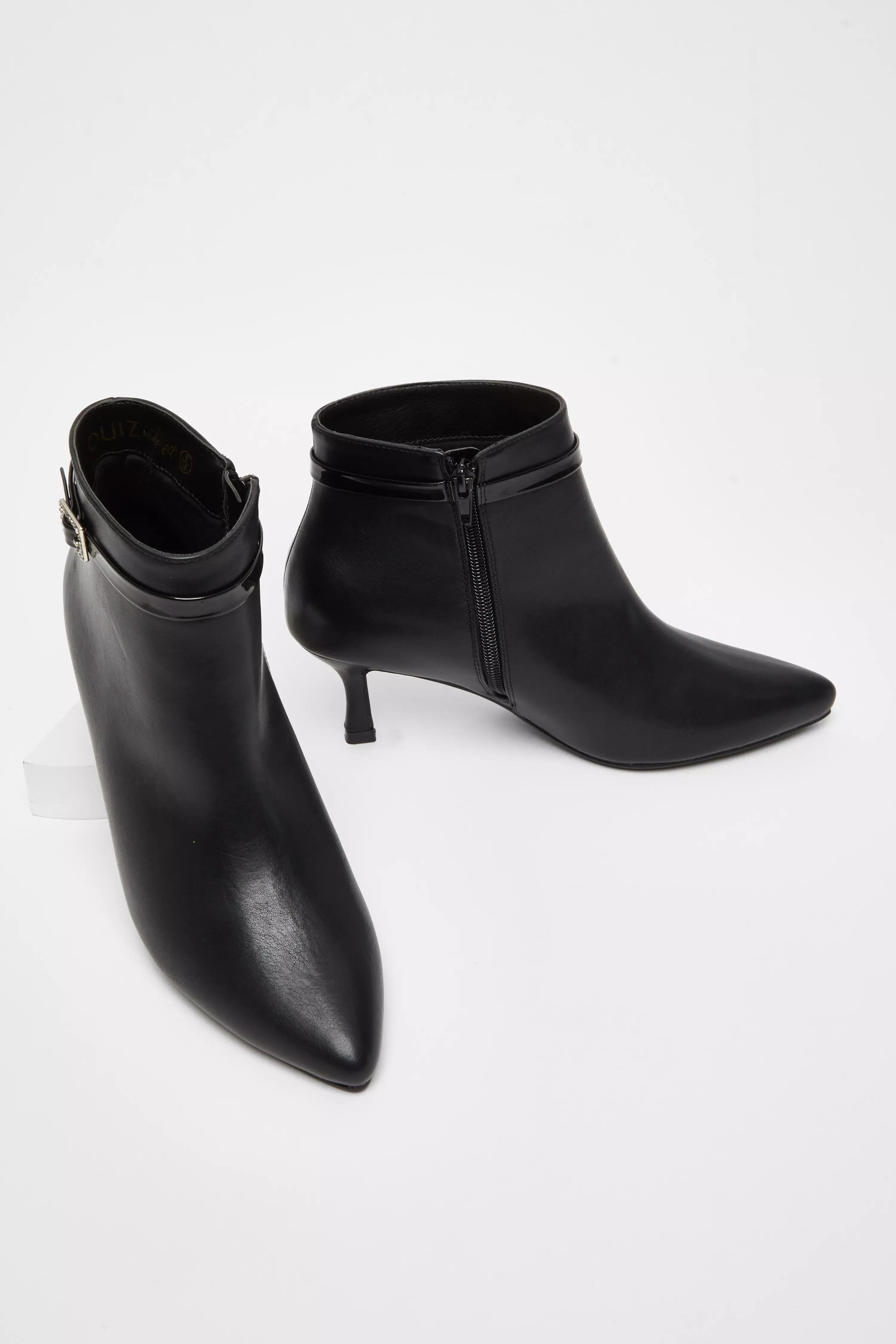 Black Wide Fit Faux Leather Ankle Boot